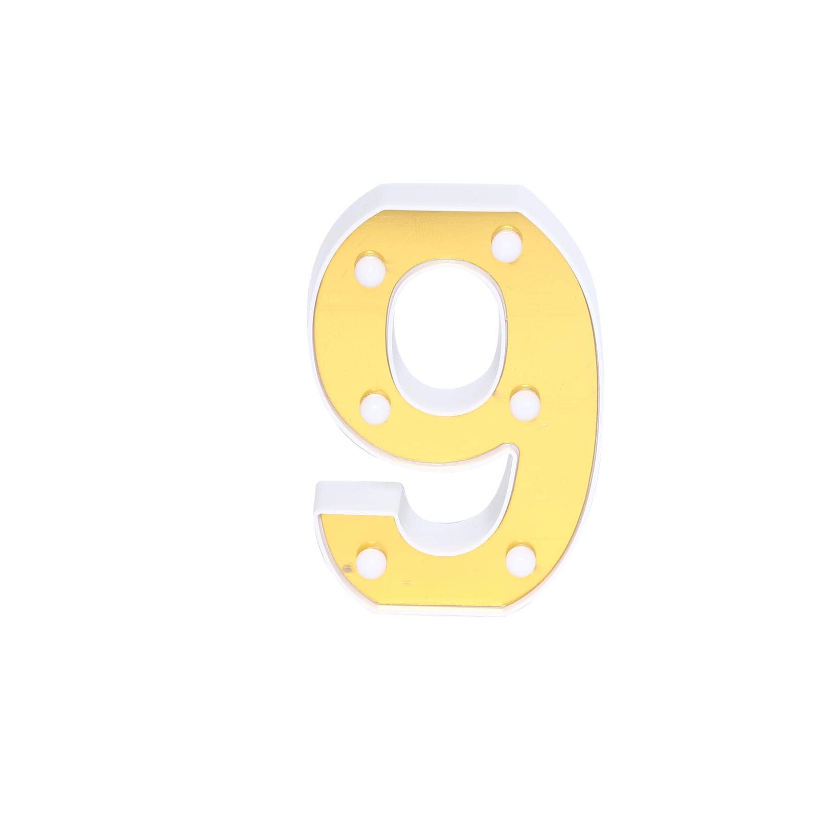 3D Marquee Number "9" Warm White 6 LED Lights Gold - Stylish Light-Up Accent for Events 6"