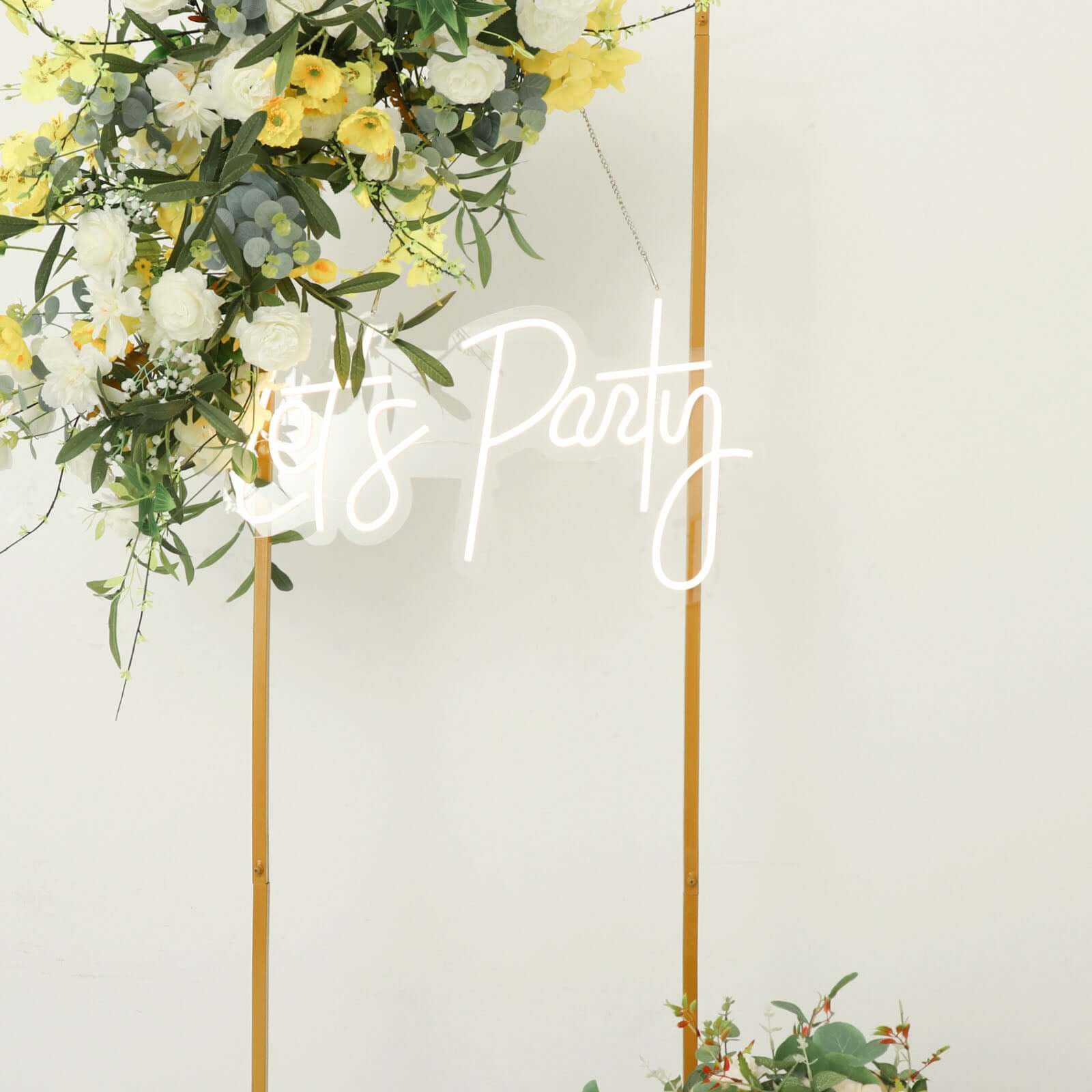 Wedding Arch Slim Gold Metal Rectangular Design Backdrop Stand - Floral Display Frame 6.5ft
