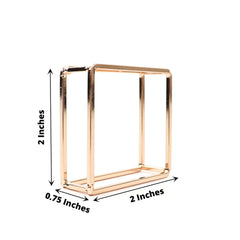 4 Pack Gold Metal Hollow Square Napkin Rings, Modern Geometric Cube Napkin Holders