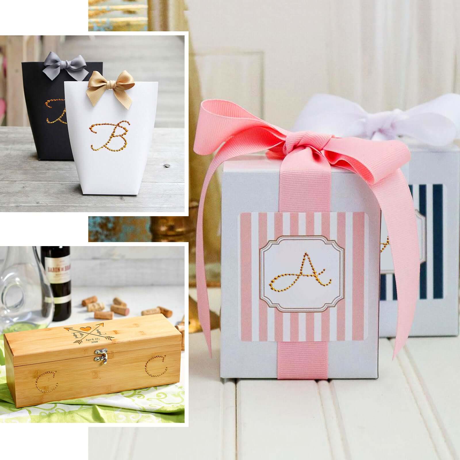 12 Pack 1.5" Gold Rhinestone Monogram Letter Jewel Sticker Self Adhesive DIY Diamond Decor - I