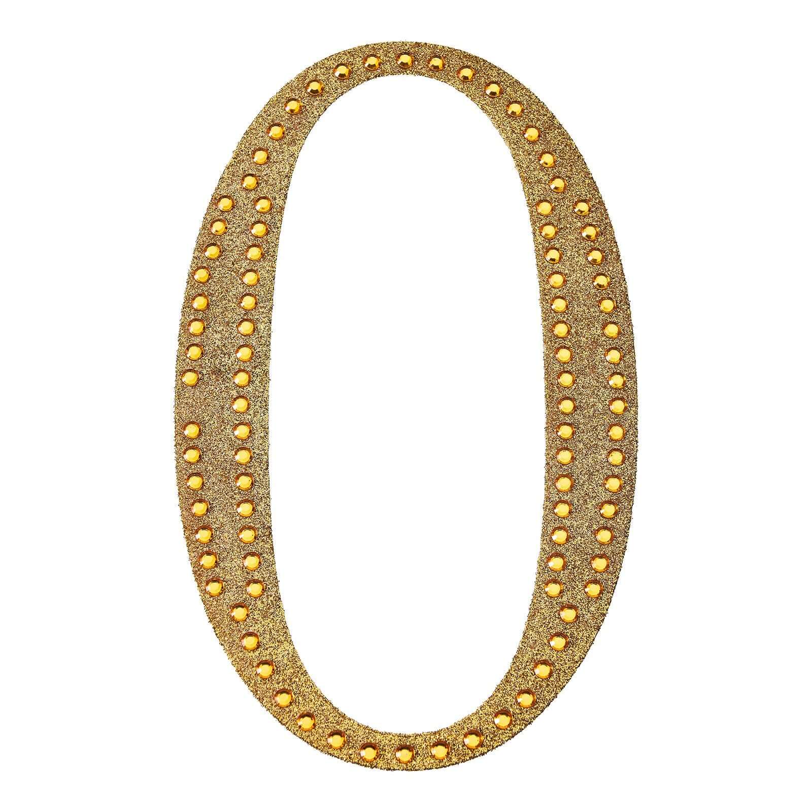 Decorative Rhinestone Number "0" Stickers, Glitter Adhesive Craft Numbers Gold DIY Sparkle Embellishments 6"