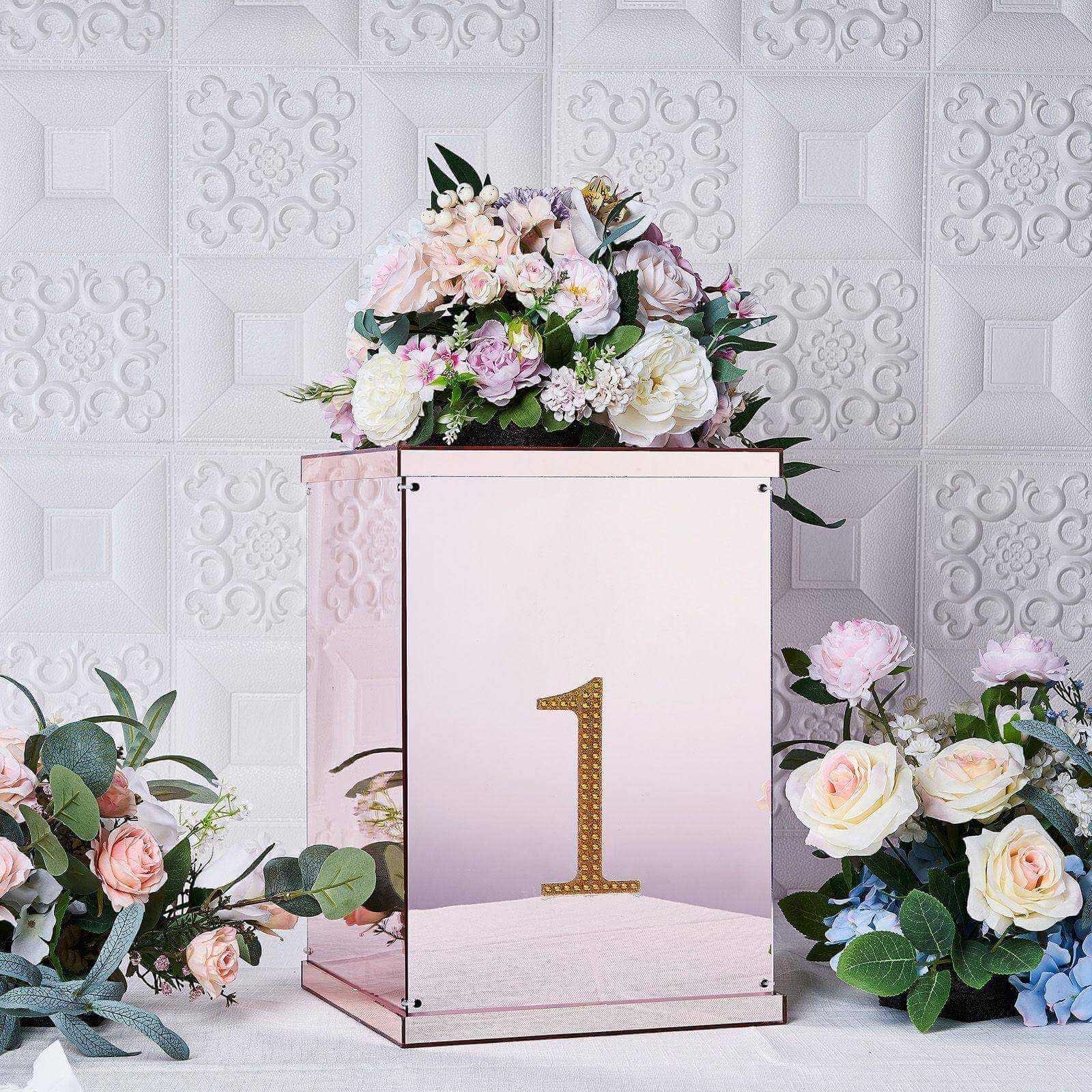 Decorative Rhinestone Number "1" Stickers, Glitter Adhesive Craft Numbers Gold DIY Sparkle Embellishments 6"