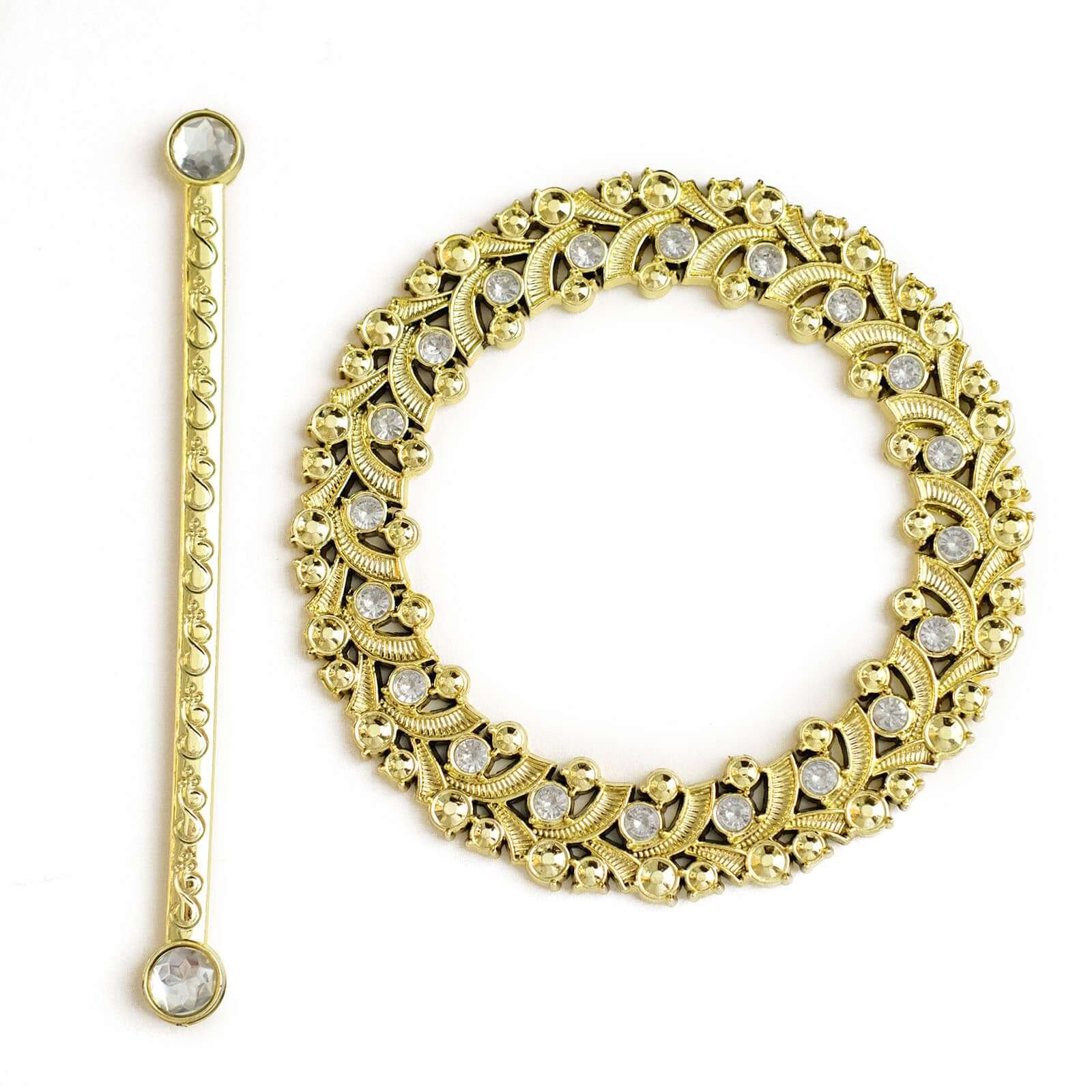 2 Pack 7" Gold Barrette Style Acrylic Crystal Curtain Tie Backs, Round Backdrop Drapery Brooch Holdbacks