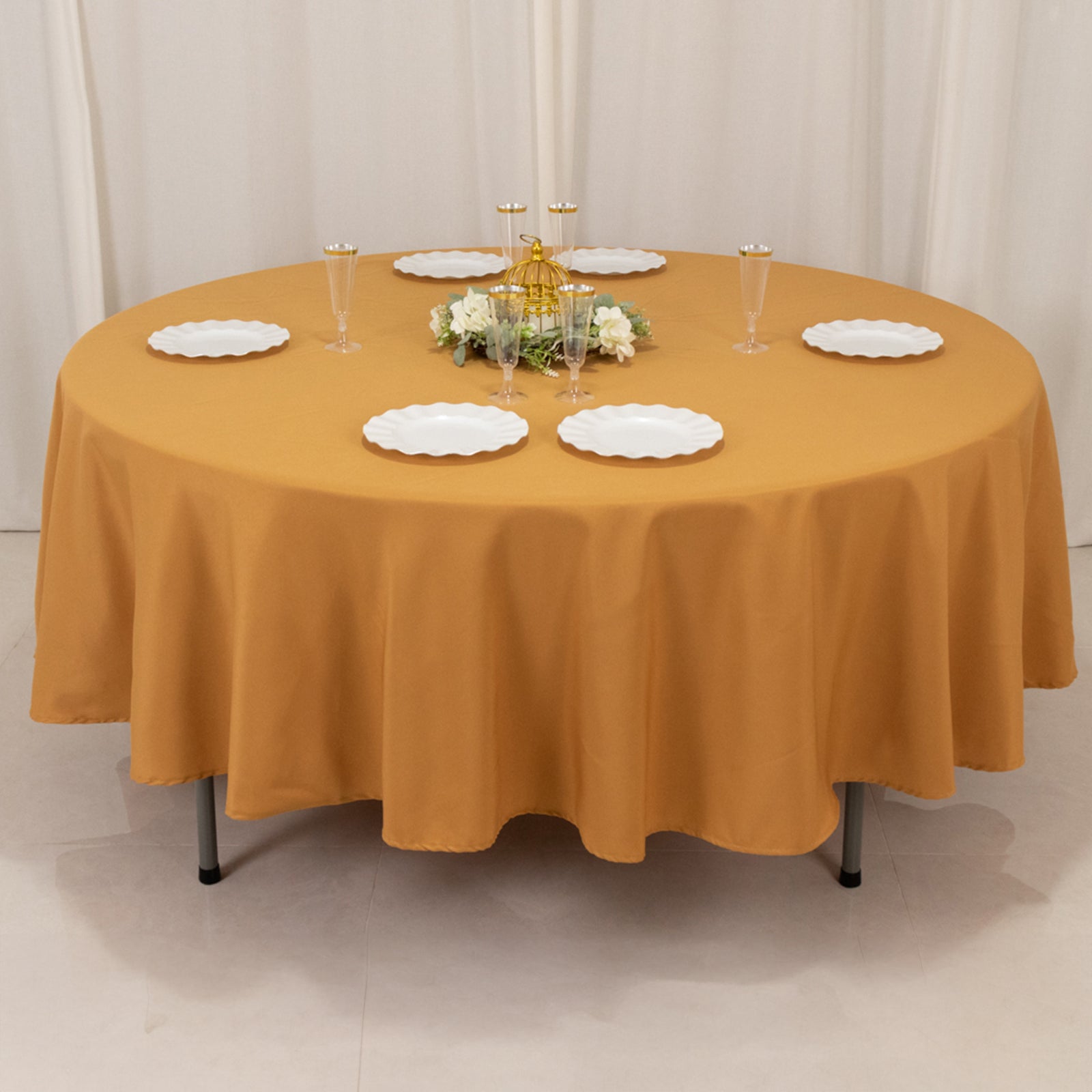Premium Polyester 90" Round Tablecloth Gold - Stain and Wrinkle-Resistant 220GSM Table Cover for Weddings & Event Decor