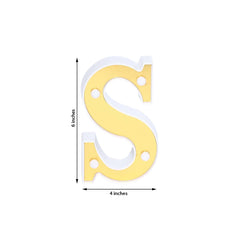 3D Marquee Letter "S" Warm White 4 LED Lights Gold - Chic Light-Up Decor for Events 6"