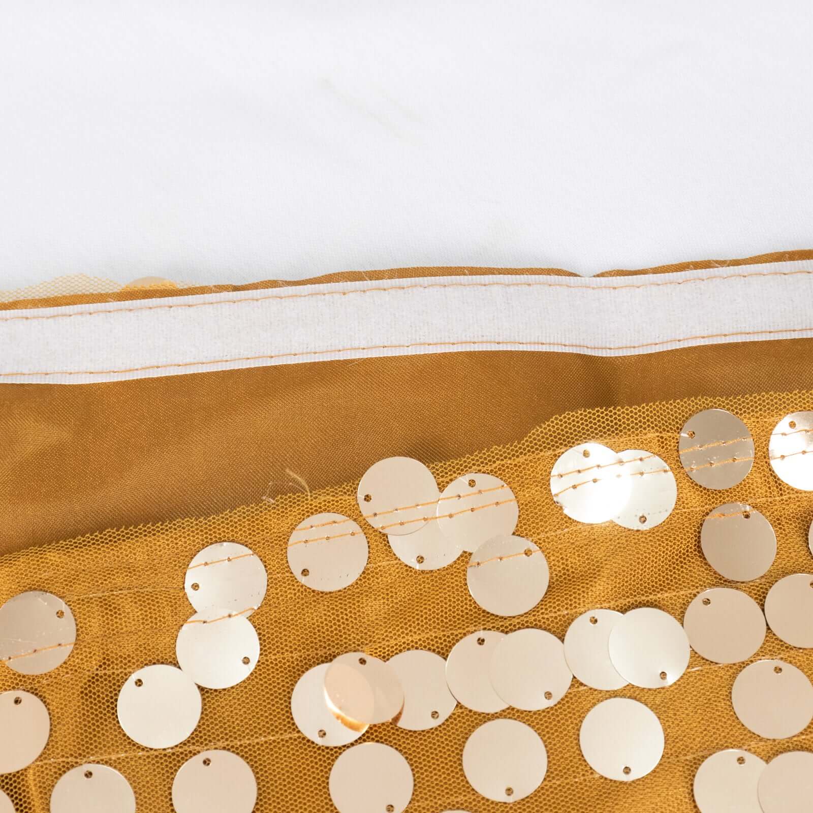 Payette Sequin 21ft Table Skirt Gold - Dual Layered Satin for Shimmering Event Décor