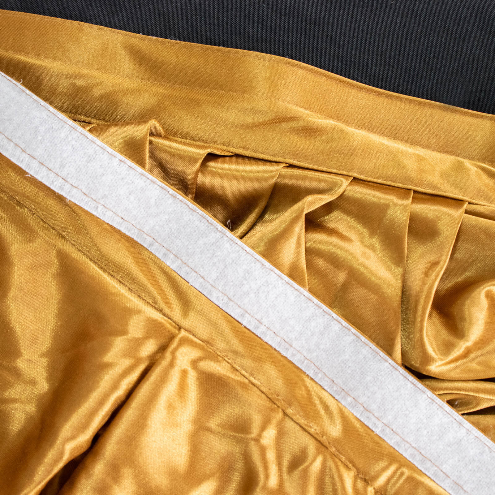 Satin 14ft Table Skirt Gold Pleated Double Drape Design - Soft & Graceful for Events