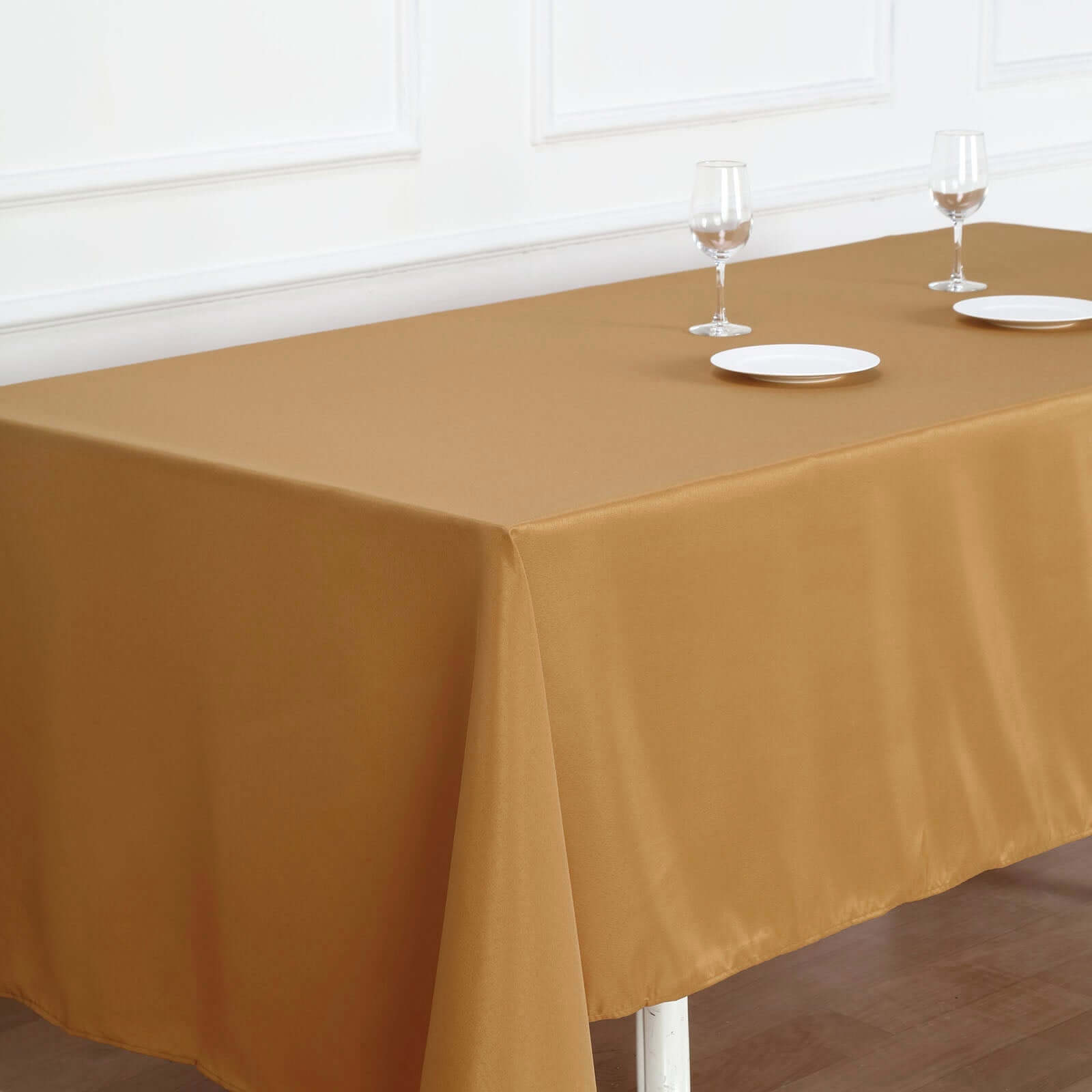 Polyester 72"x120" Rectangle Tablecloth Gold - Durable and Stylish for Events
