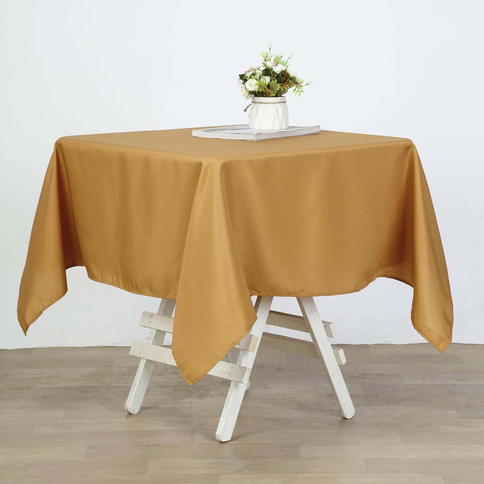 Polyester Square 54"x54" Tablecloth Gold - Wrinkle-Resistant & Durable Table Cover for Events