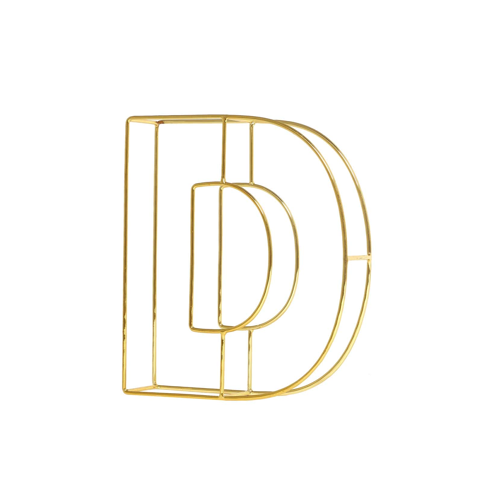 8" Tall Gold Freestanding 3D Decorative Wire Letter, Wedding Centerpiece - D