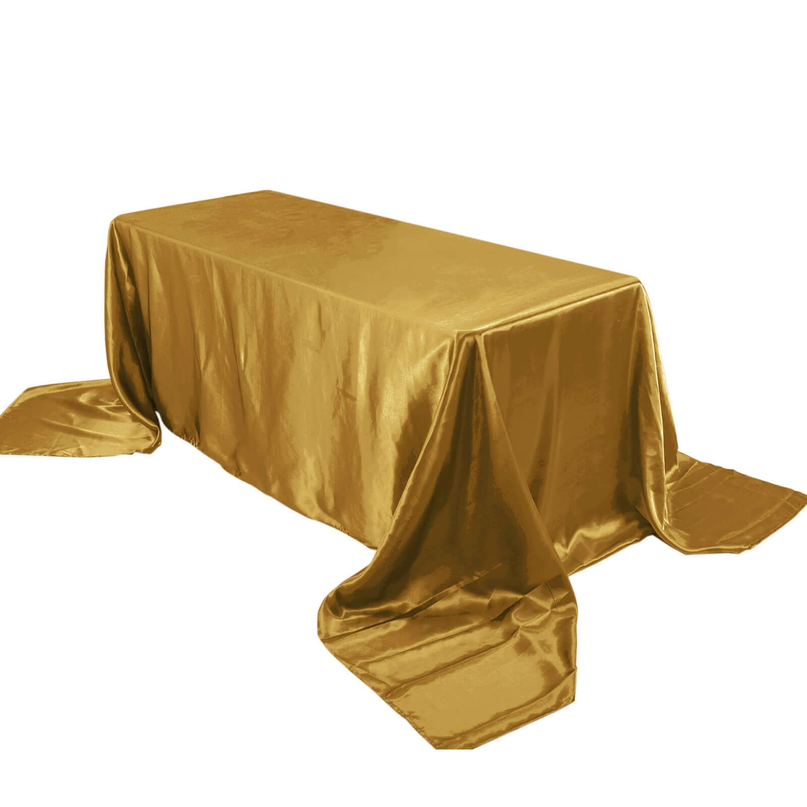 Satin Rectangular 90"x156" Tablecloth Gold - Seamless Stylish Table Cover for Wedding & Event Decoration