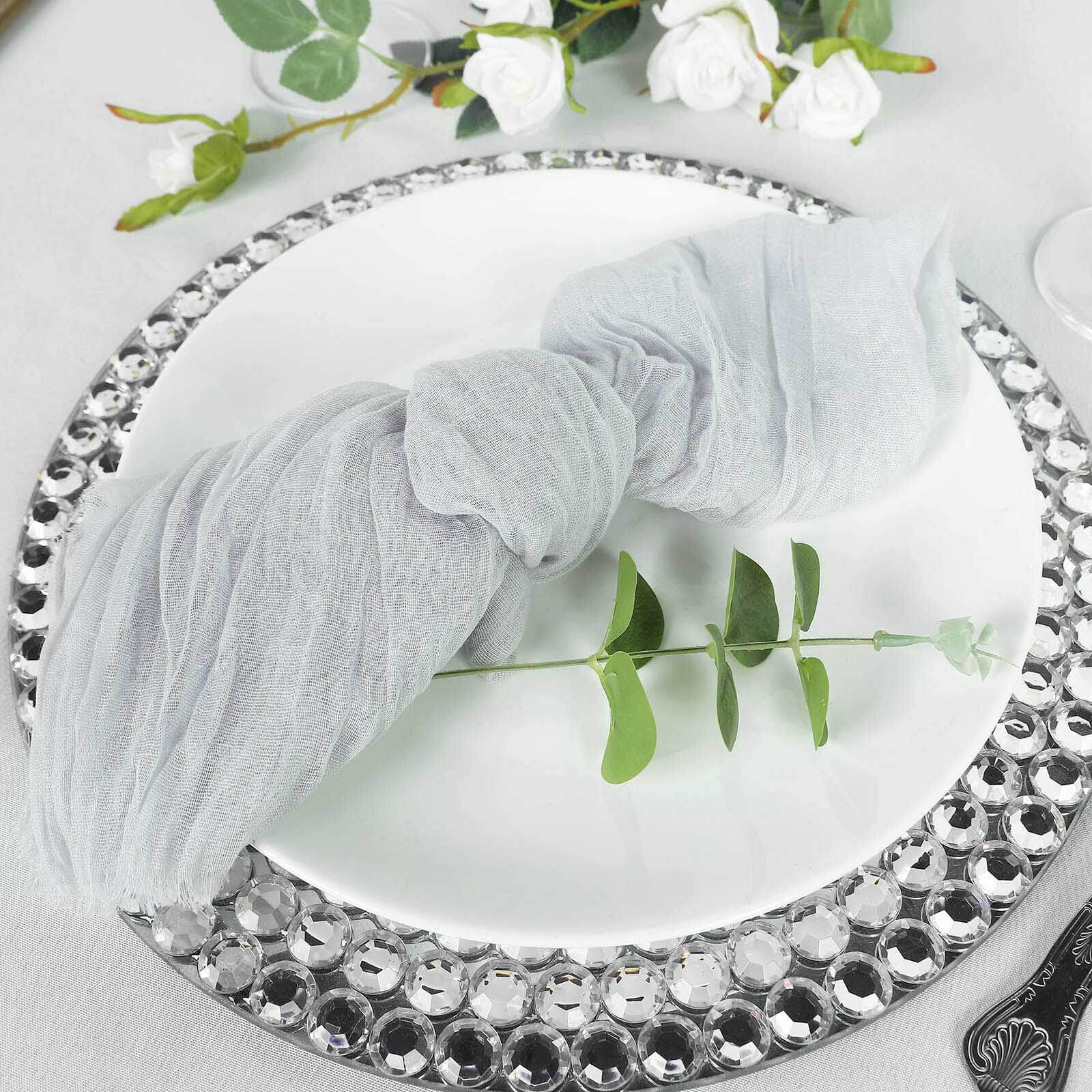 5 Pack Gauze Cheesecloth 24"x19" Napkins Silver Reusable Dinner Napkins