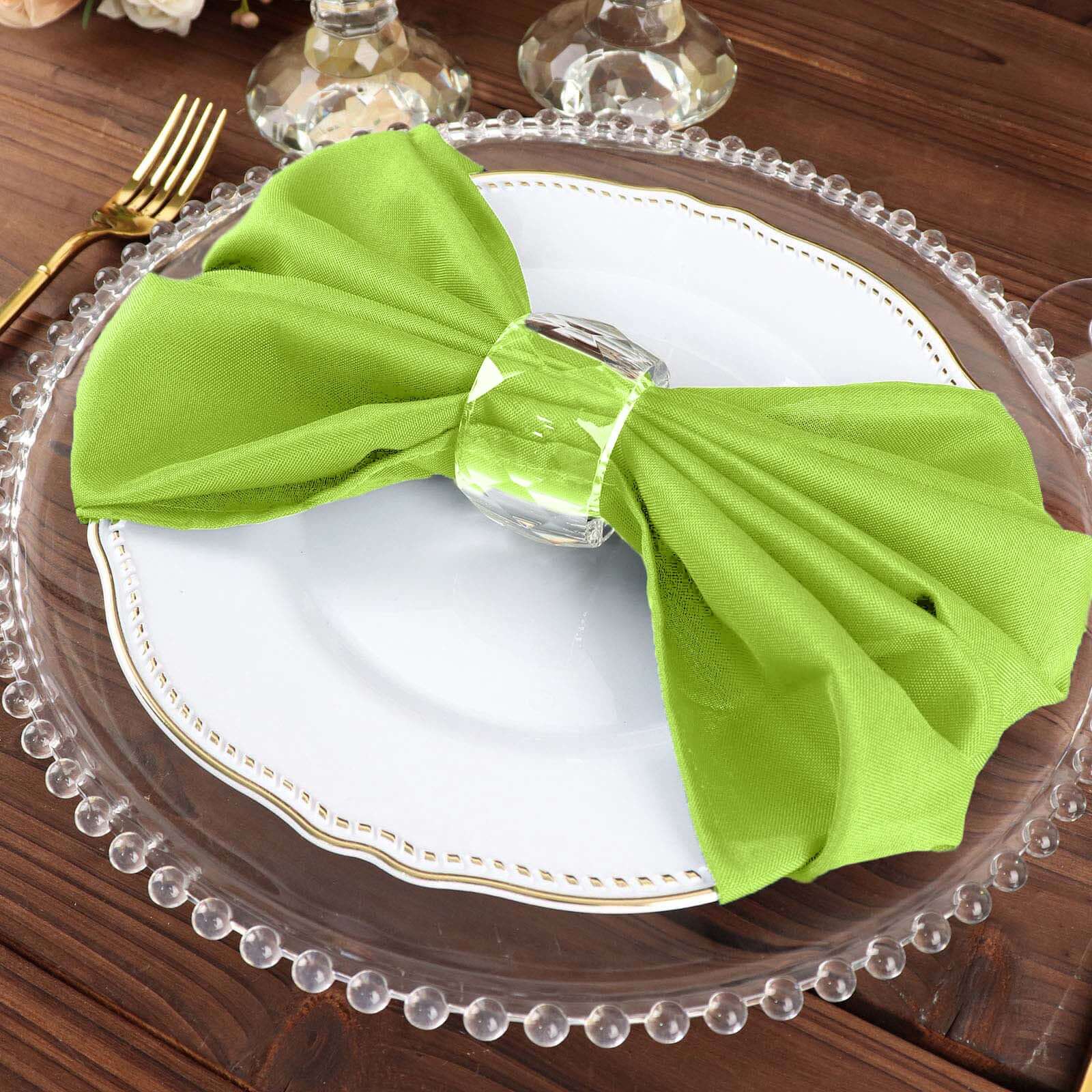 5 Pack Polyester 20"x20" Napkins Apple Green - Wrinkle Resistant & Easy Care Cloth Napkins