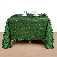 Taffeta 90"x90" Table Overlay Square Tablecloth Green - Leaf Petal Design for Stylish Celebrations