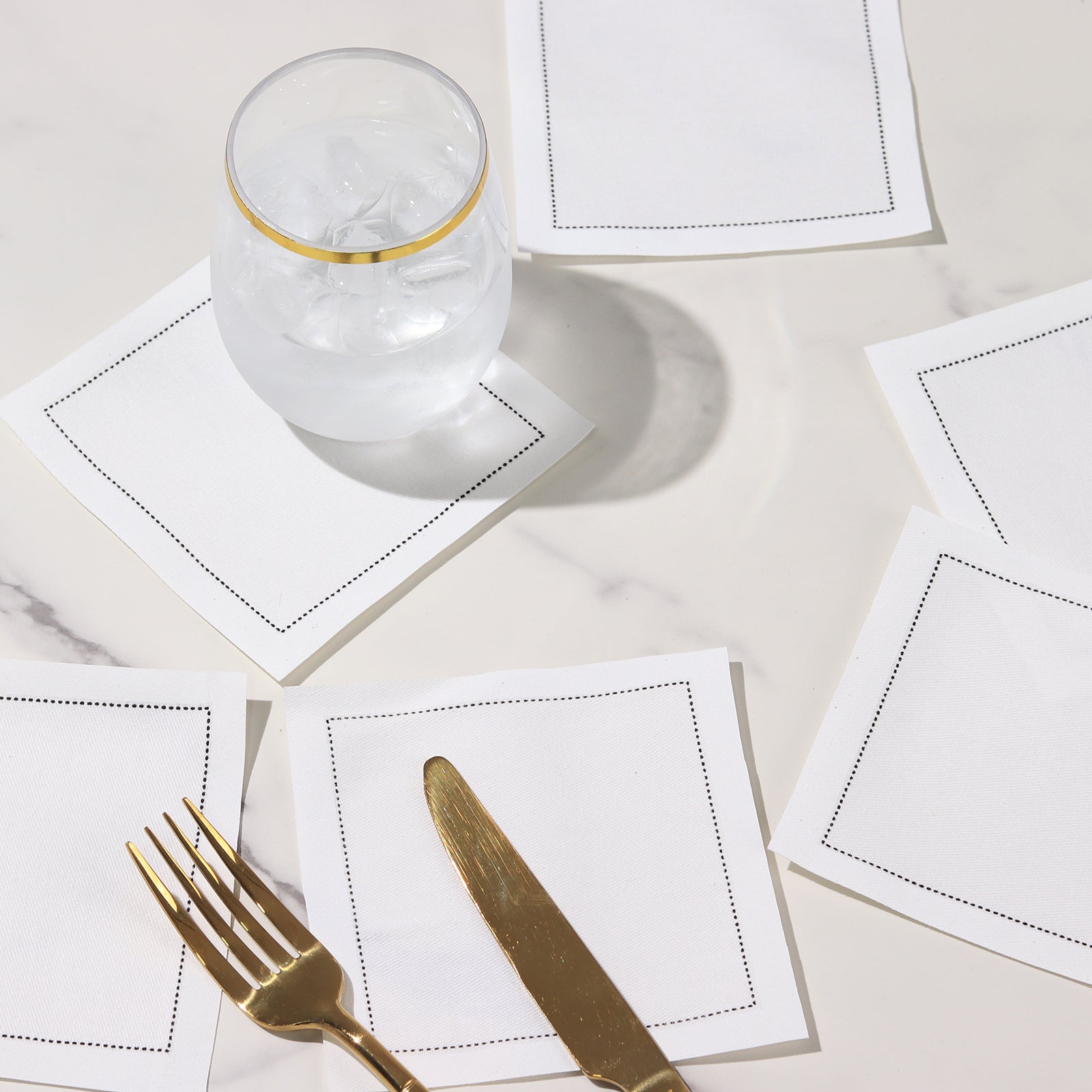 Disposable Cotton Cocktail Napkins – 50 White 4.5" x 4.5" Napkins for High-End Bars, Receptions & Parties