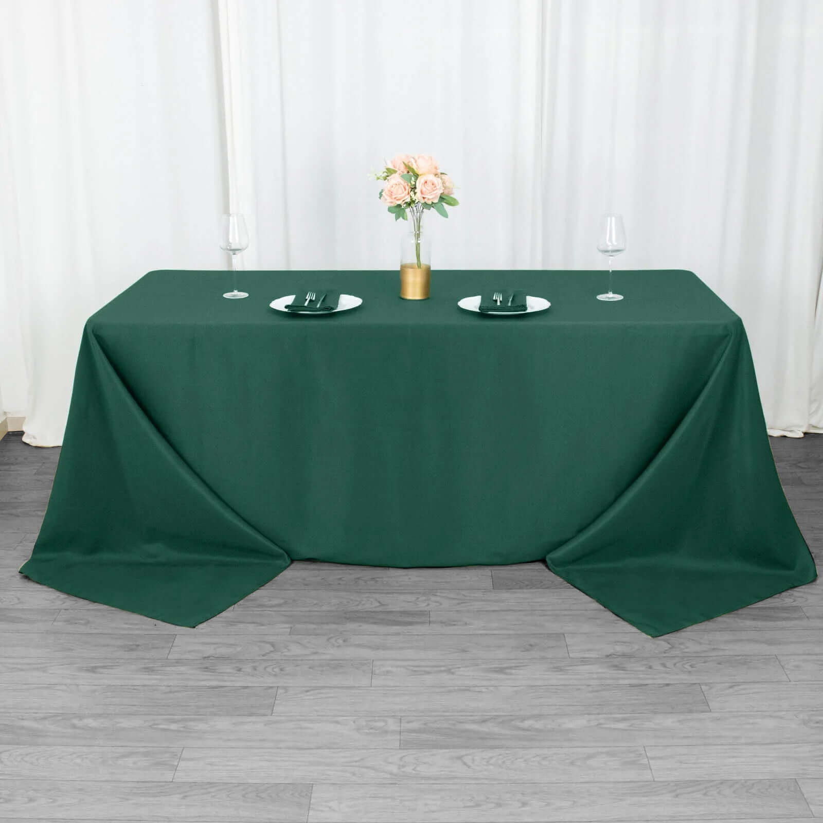 Premium Polyester 90"x132" Rectangle Tablecloth Hunter Emerald Green - Seamless 220GSM Stain-Resistant Design