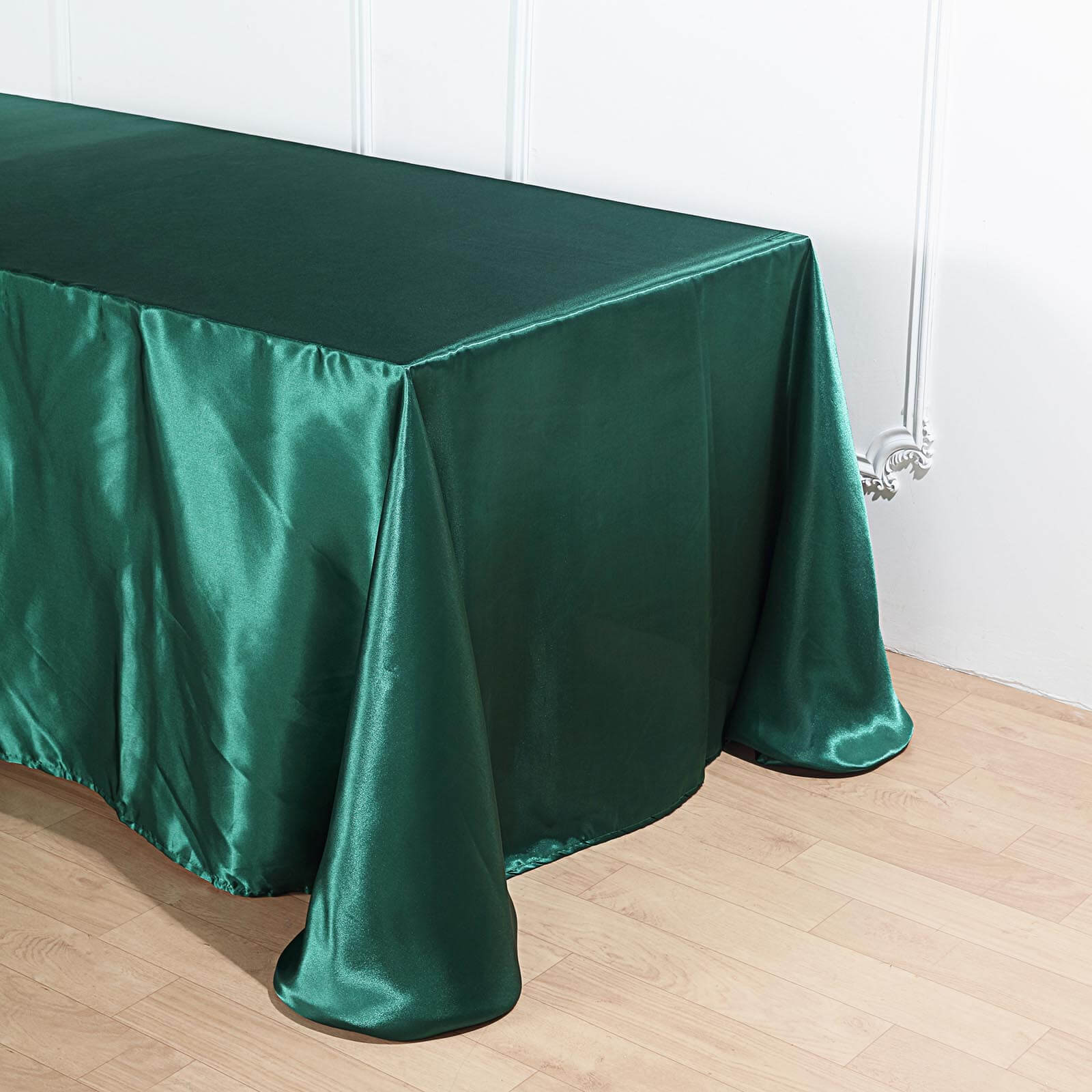 Satin Rectangular 90"x156" Tablecloth Hunter Emerald Green - Seamless Table Cover