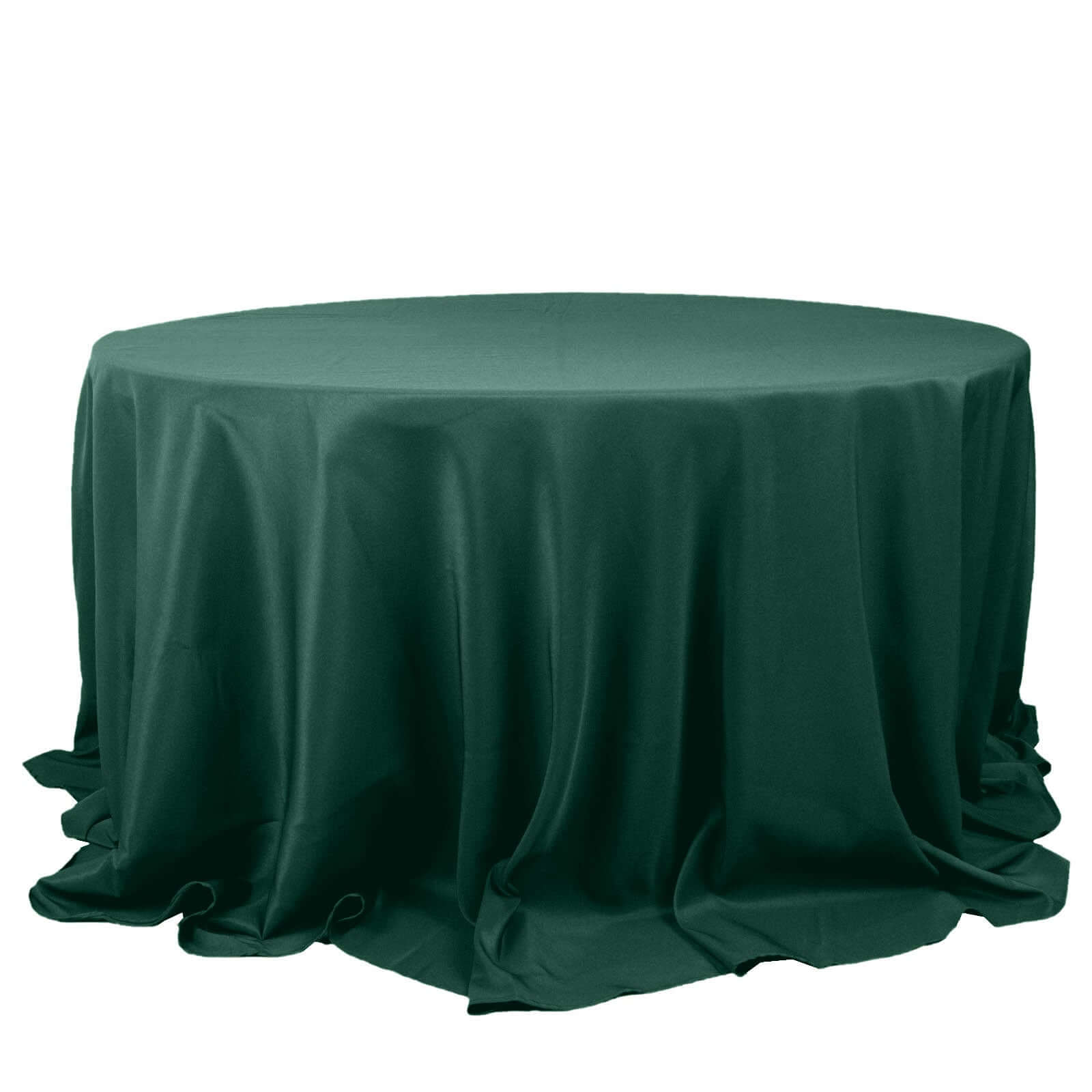 Premium Polyester 132" Round Tablecloth Hunter Emerald Green - Seamless 220GSM Wrinkle-Resistant Table Cover