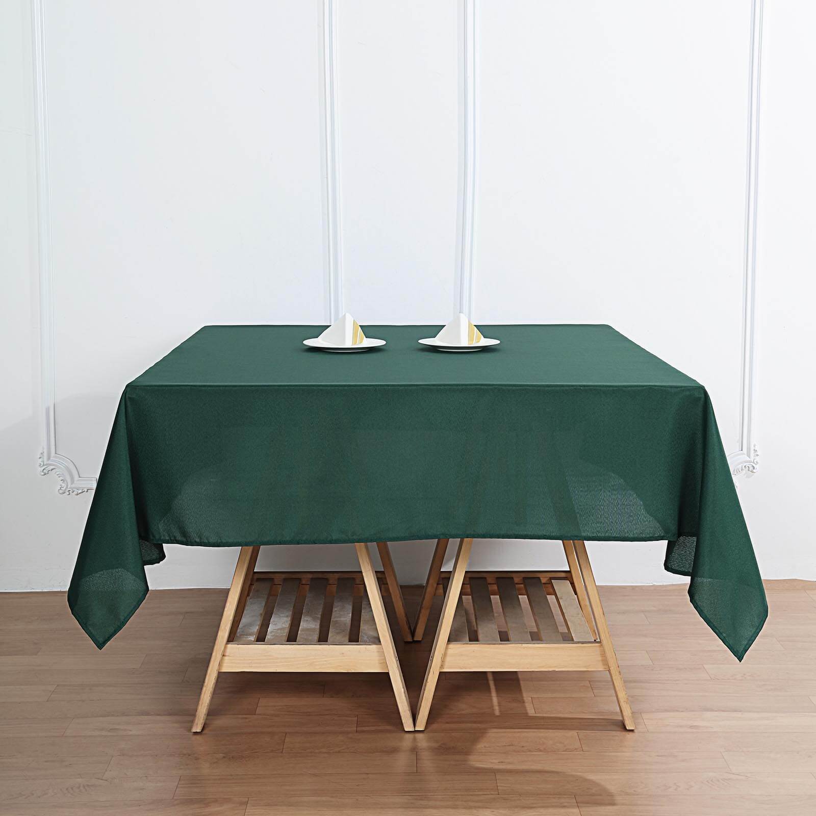 Polyester Square 70"x70" Tablecloth Hunter Emerald Green - Wrinkle-Resistant & Durable Table Cover