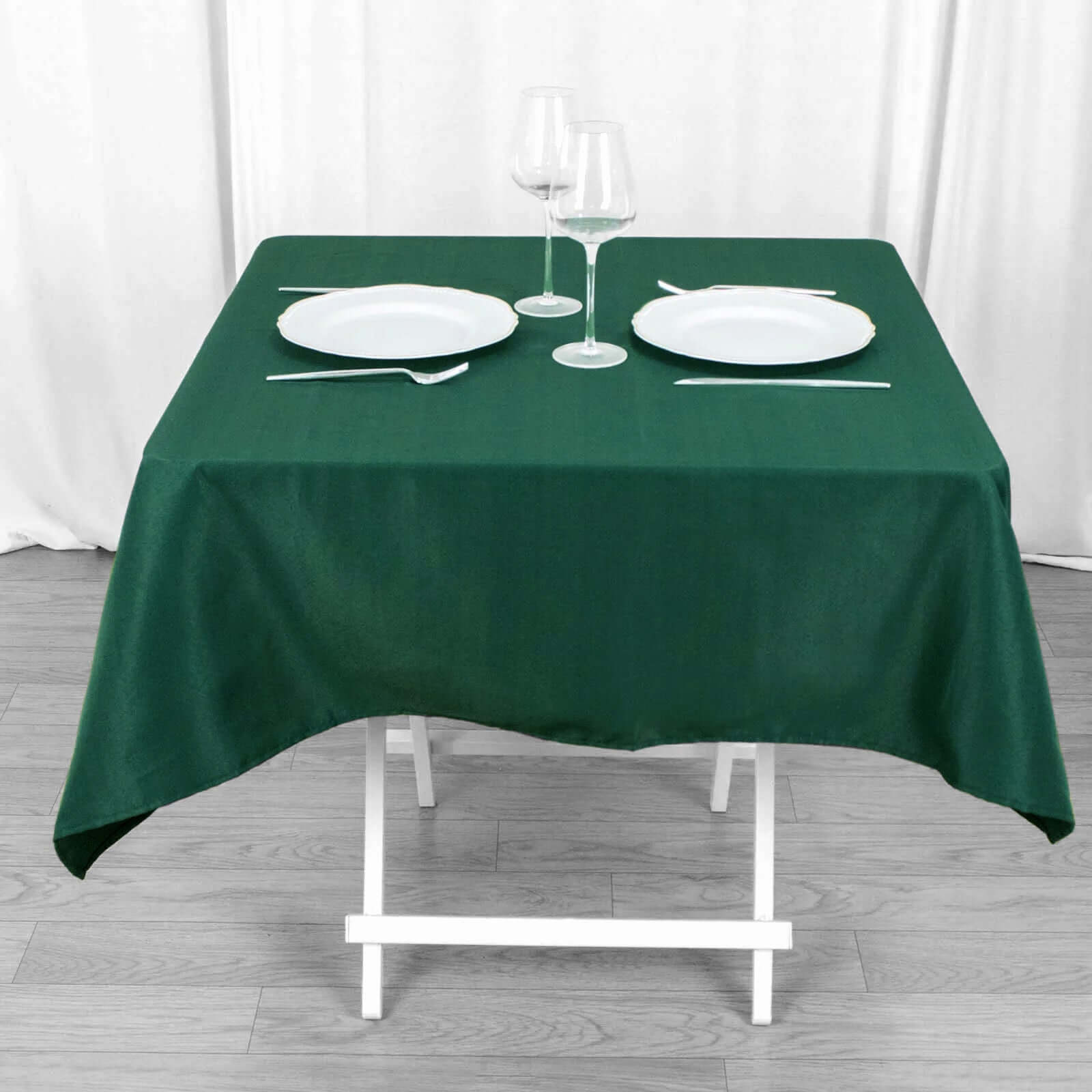 Premium Polyester 54"x54" Square Tablecloth Hunter Emerald Green - 220GSM Stain and Wrinkle-Resistant Table Cover