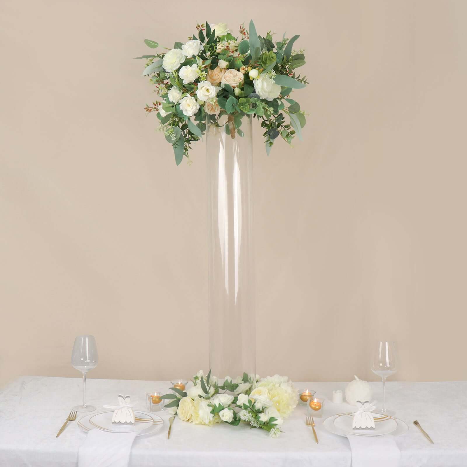 2-Pack Glass Flower Vases Cylinder Design Heavy Duty Clear - Stylish Centerpieces for Weddings 40"