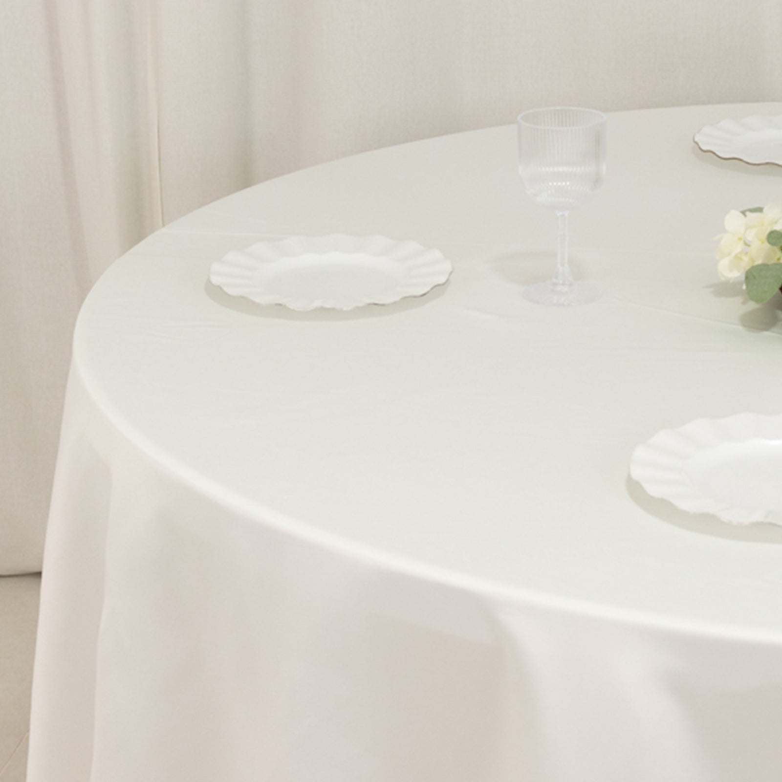 Lamour Satin 108" Round Tablecloth Ivory - Durable & Silk-Like Table Cover