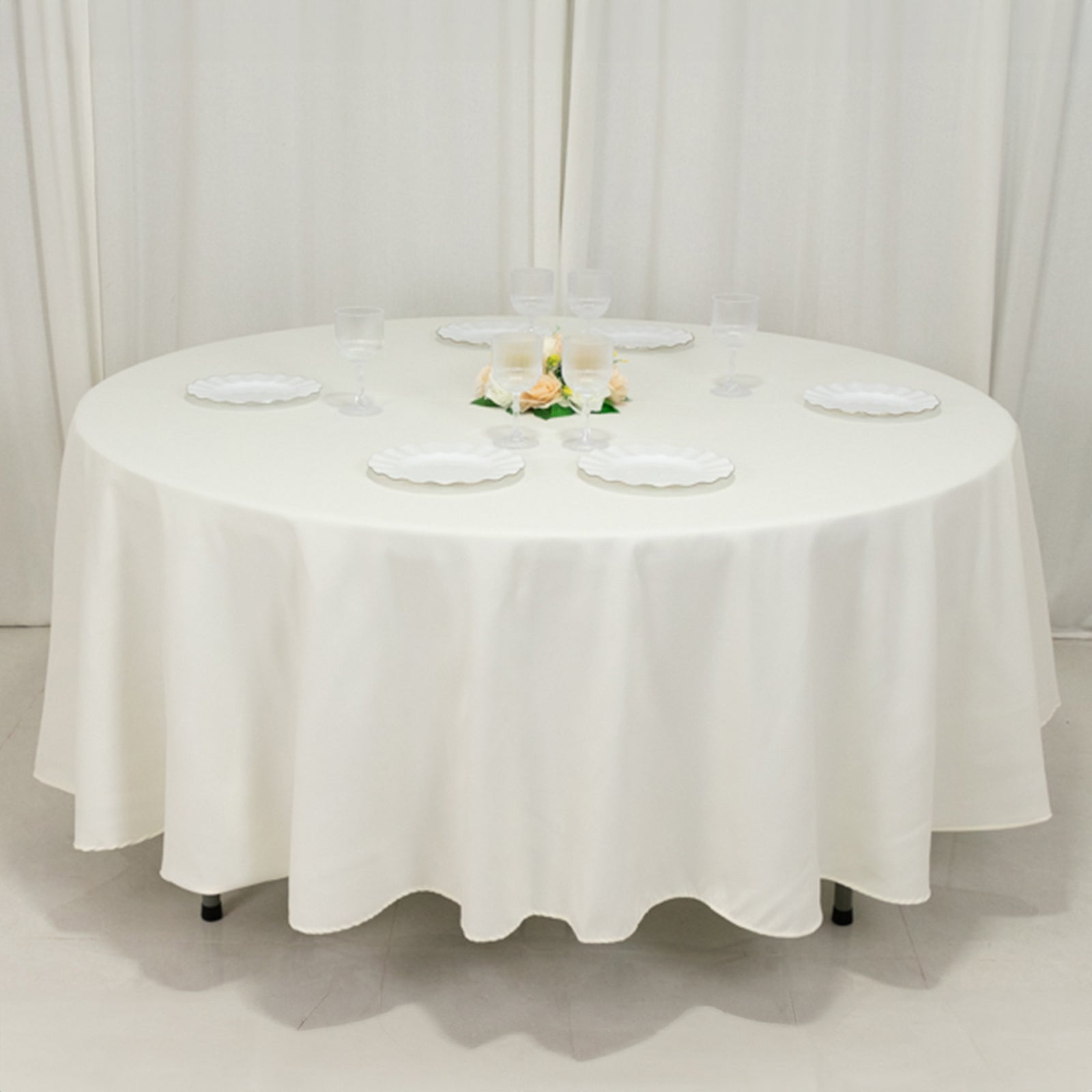 Cotton Blend 108" Round Tablecloth Ivory - Wrinkle-Resistant Design