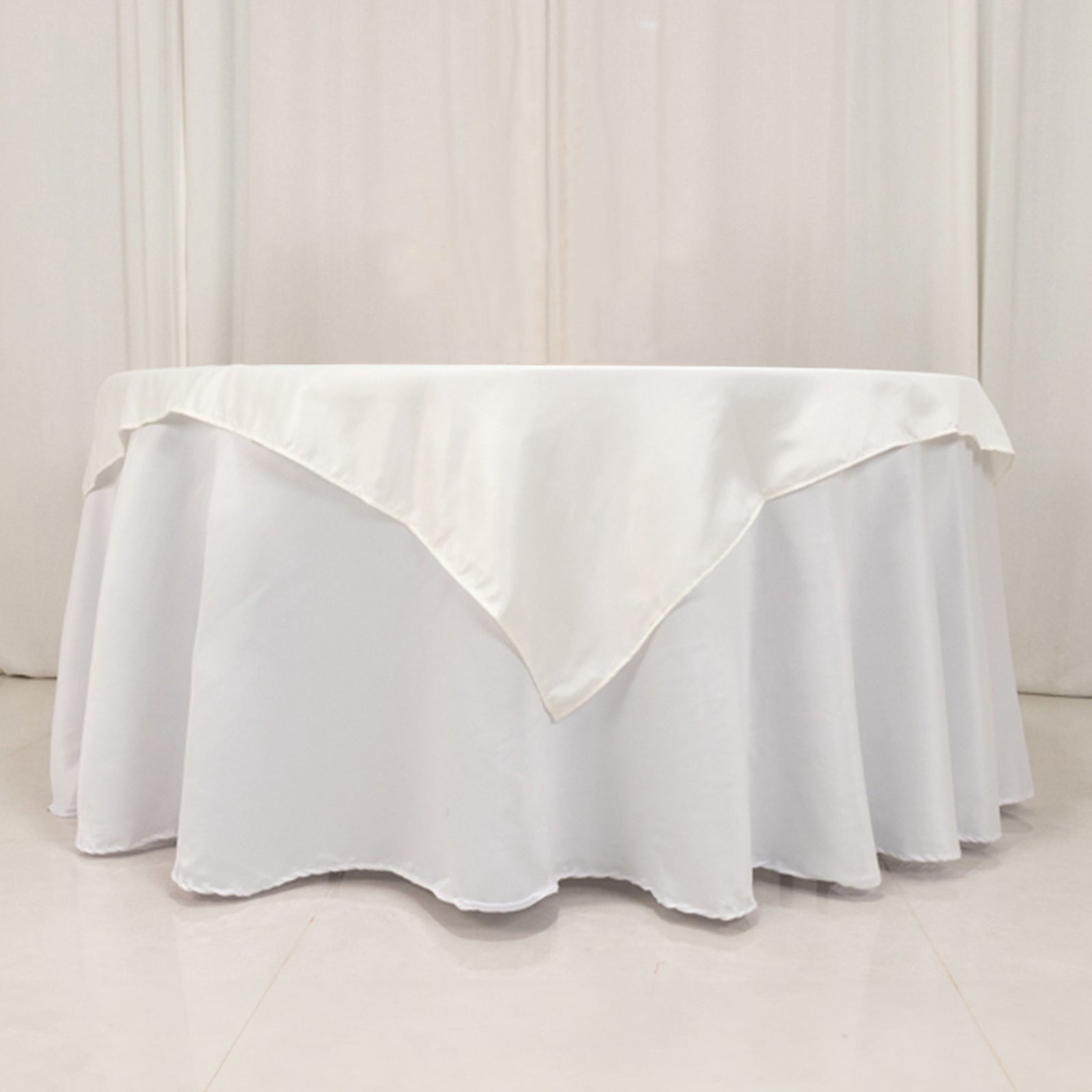 Lamour Satin 54"x54" Table Overlay Square Tablecloth Ivory - Durable & Silk-Like Table Cover