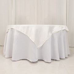 Lamour Satin 54"x54" Table Overlay Square Tablecloth Ivory - Durable & Silk-Like Table Cover
