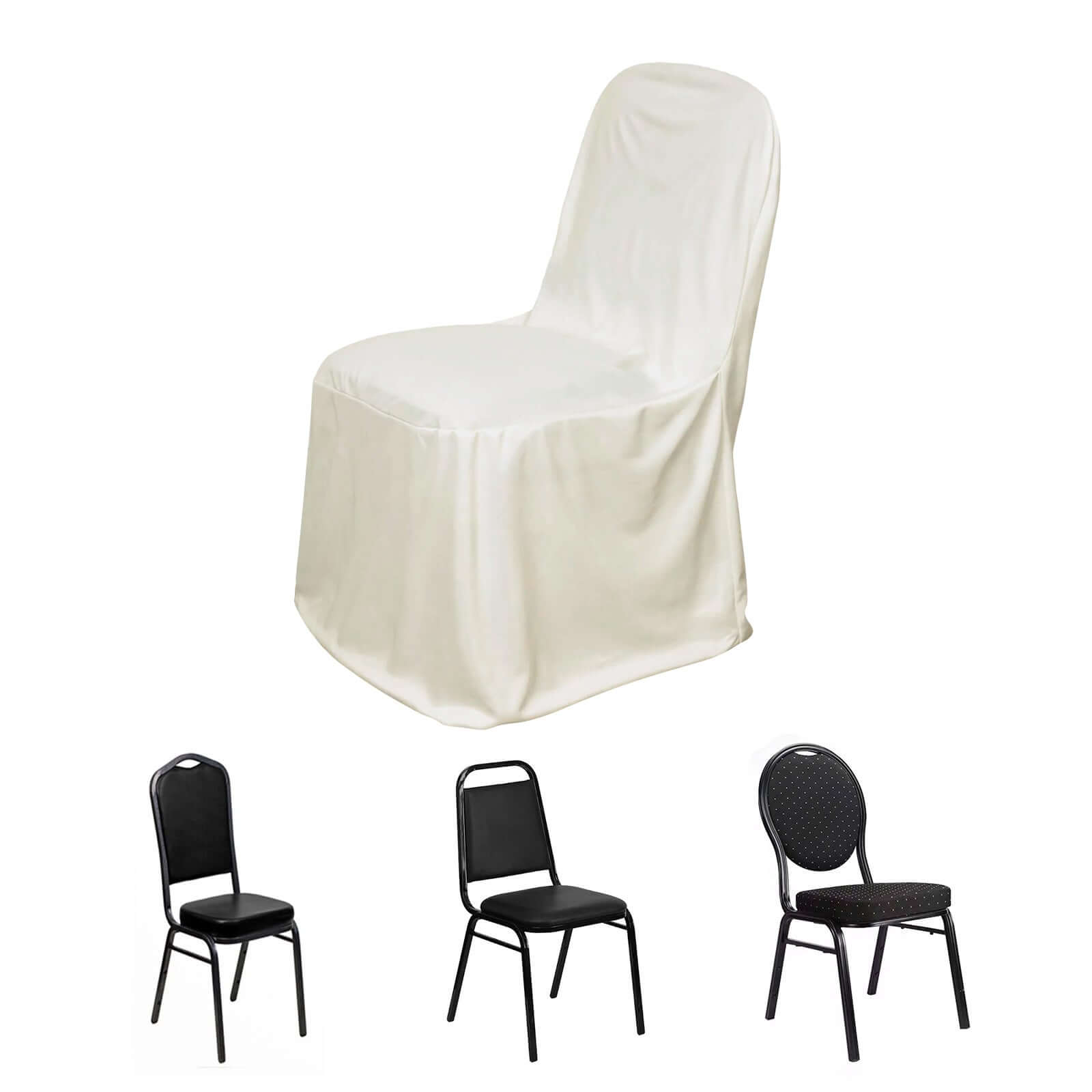 Scuba Stretch Chair Cover Ivory for Banquet Chairs Slim Fit Design - Wrinkle Free and Durable Slipcover