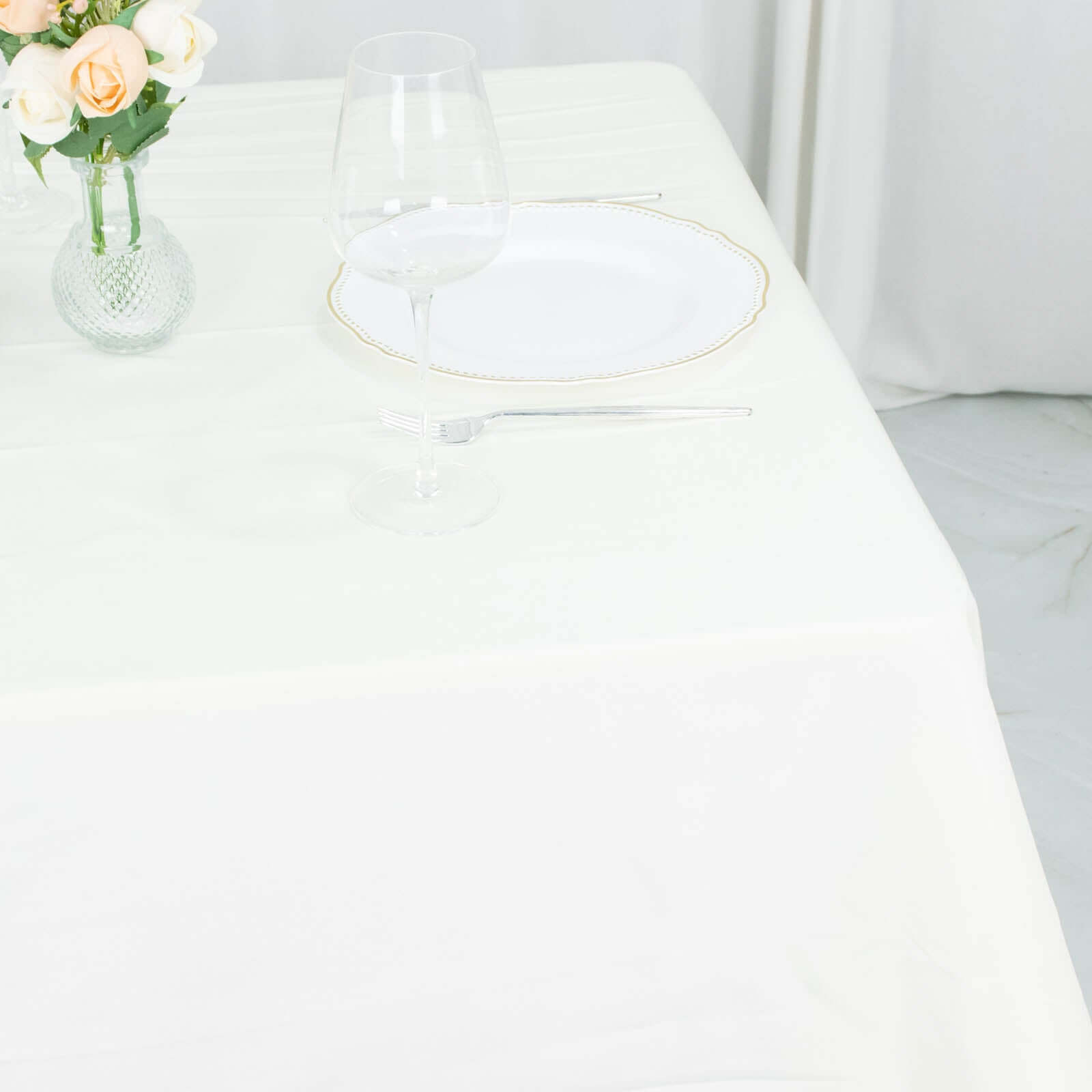 Premium Polyester Square Tablecloth 70"x70" Ivory 220GSM Wrinkle-Resistant Table Cover