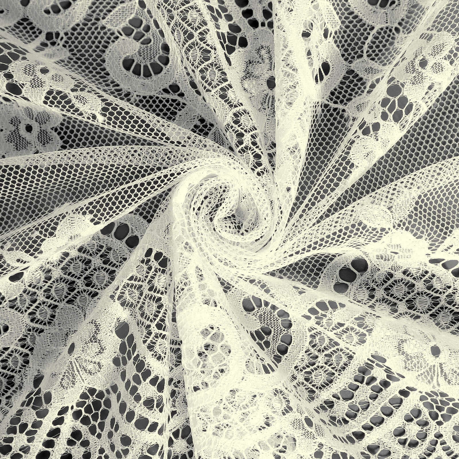 Premium Lace Fabric 15"x117" Table Runner Ivory - Scalloped Lace Elegance