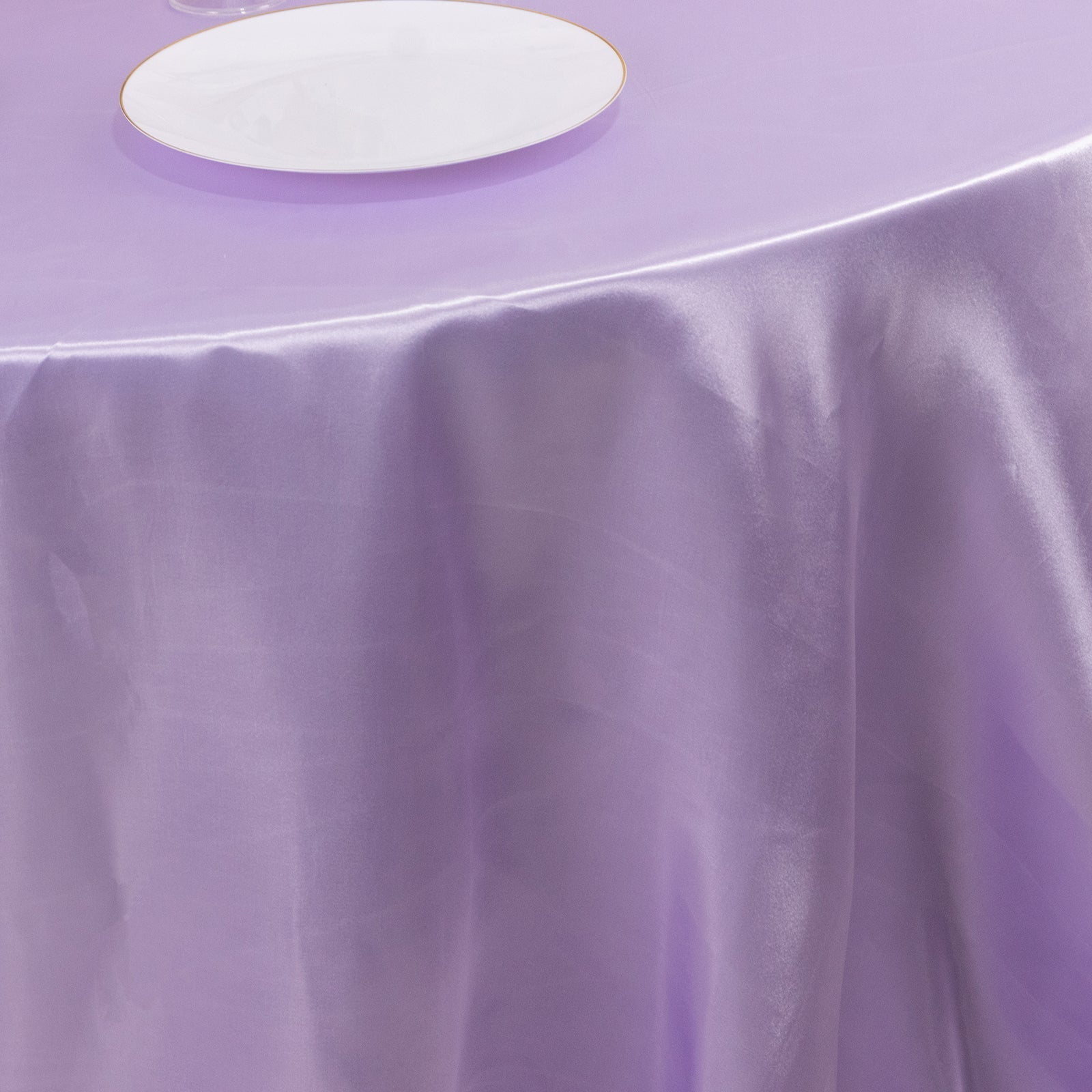 Satin 132" Round Tablecloth Lavender Lilac - Stylish Seamless Table Cover