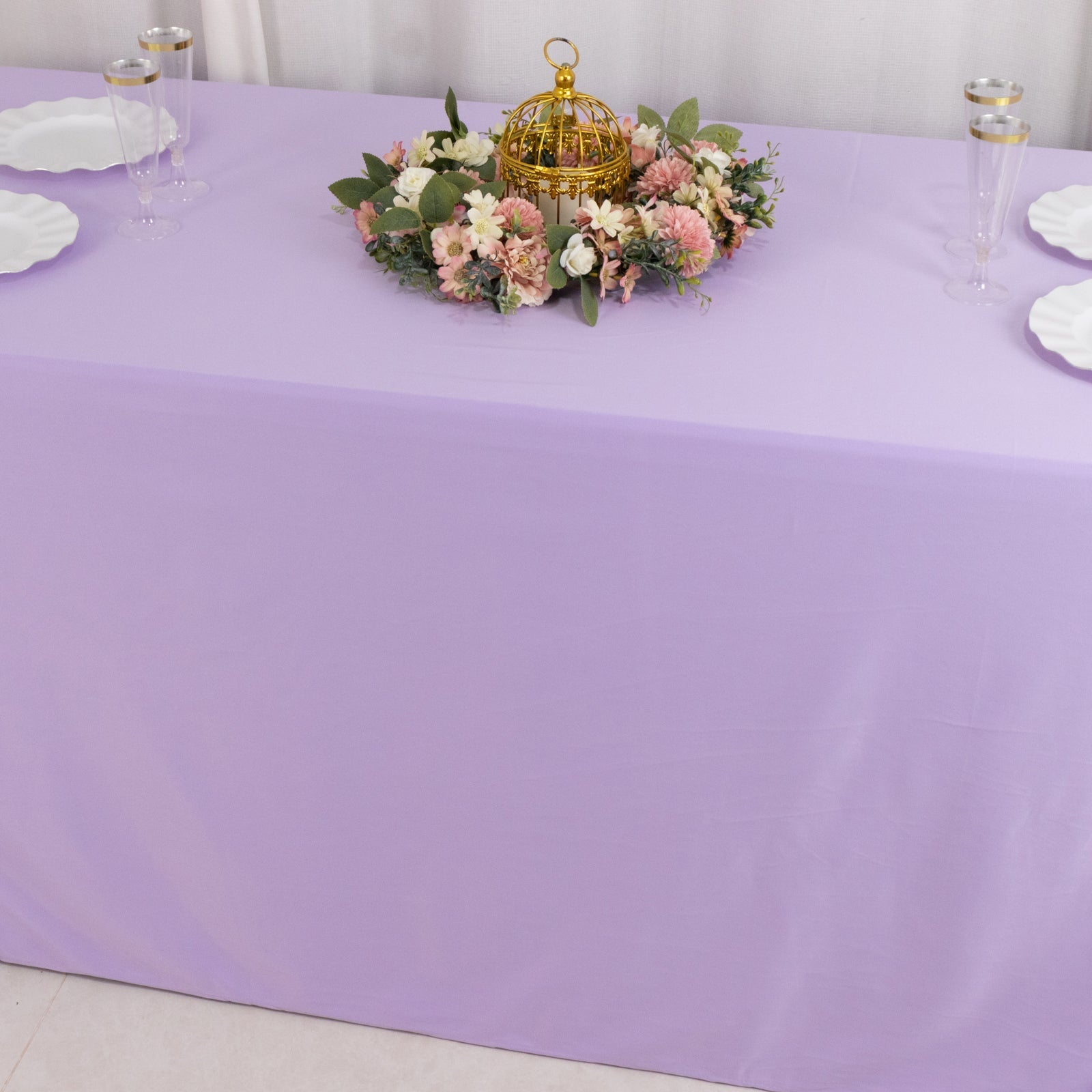 Scuba Rectangular 90"x132" Tablecloth Lavender Lilac - Wrinkle Free, Stain Resistant & Seamless Table Cover