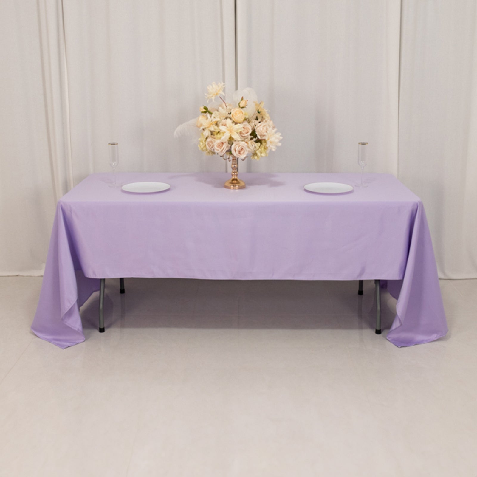 Lamour Satin 60"x126" Rectangle Tablecloth Lavender Lilac - Soft & Silk-Like Table Cover