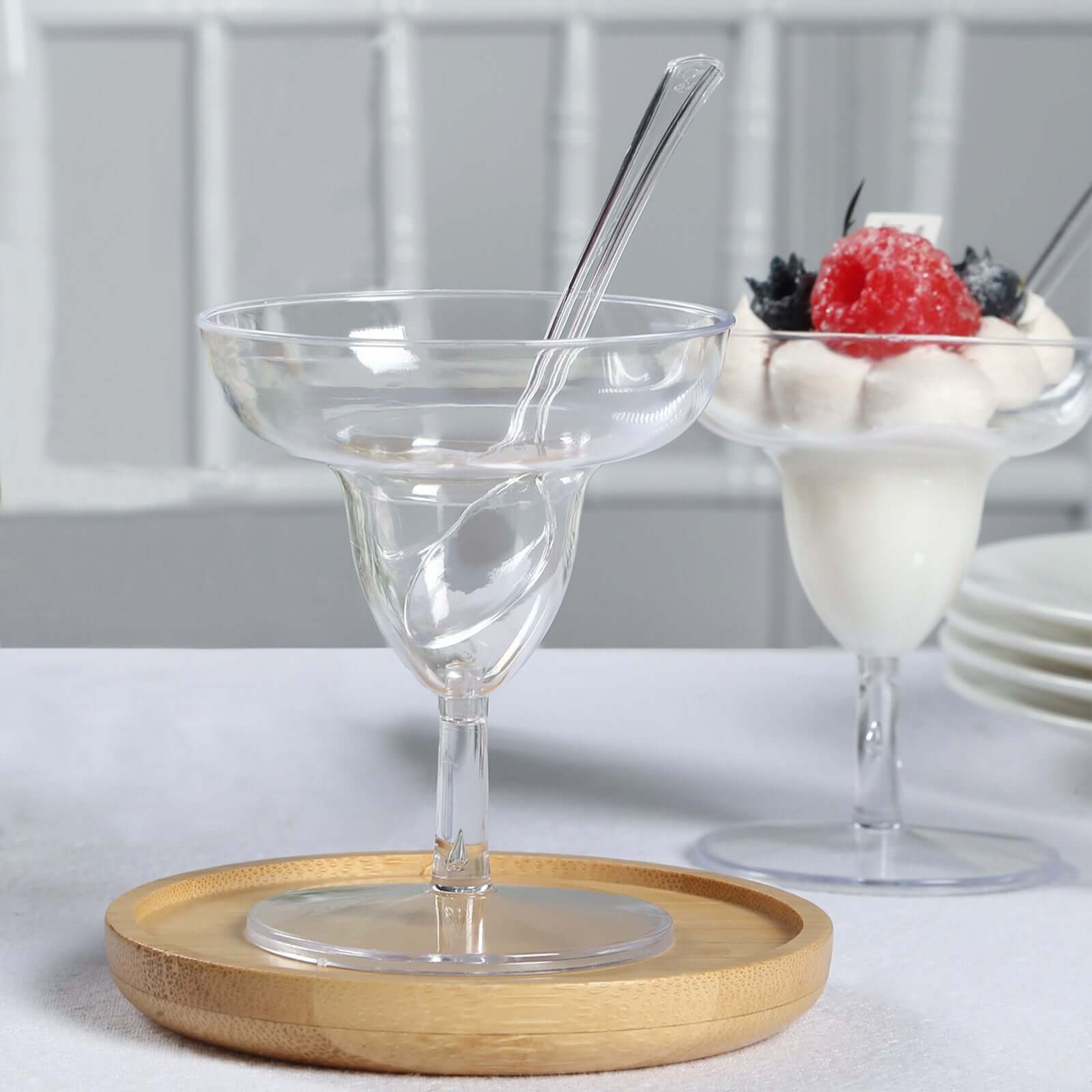 24-Pack Plastic Margarita Glasses Mini Clear with Spoons - Great for Appetizers 2oz