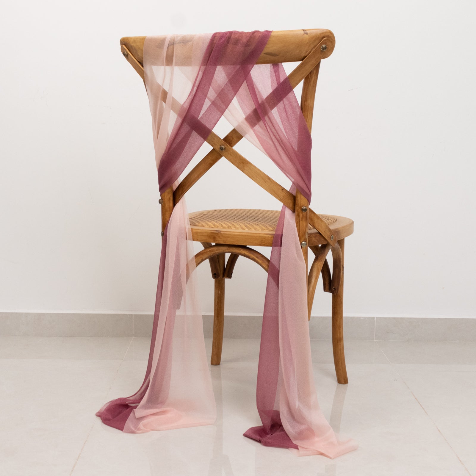 20-Pack Sheer Chair Drape Decor in Mauve and Blush – 9ft Shimmer Sash, Wrinkle-Free