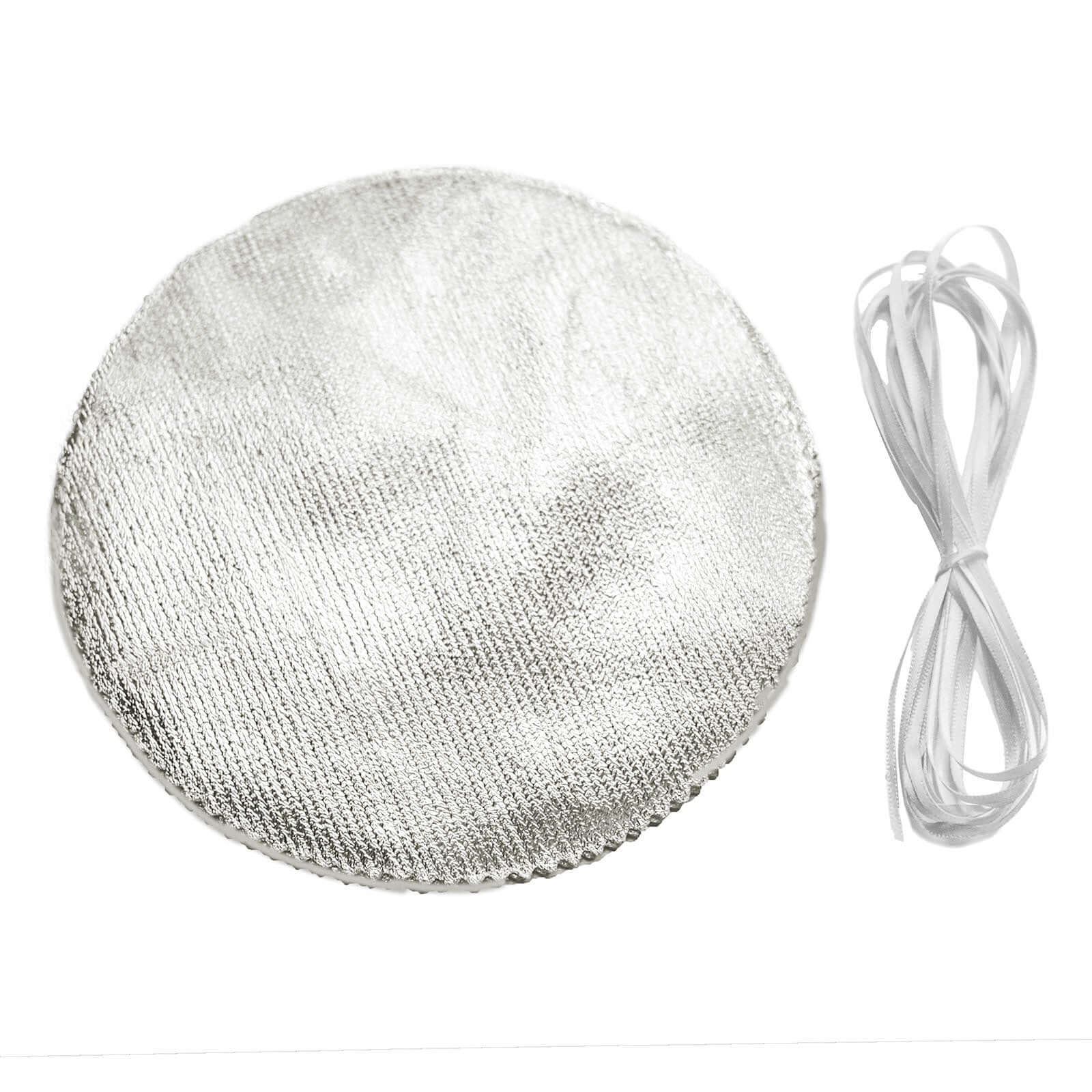 6-Pack Jar Covers Metallic Silver Round Lame Fabric Design with Satin Tie String - DIY Party Favors & Craft Supplies 6"