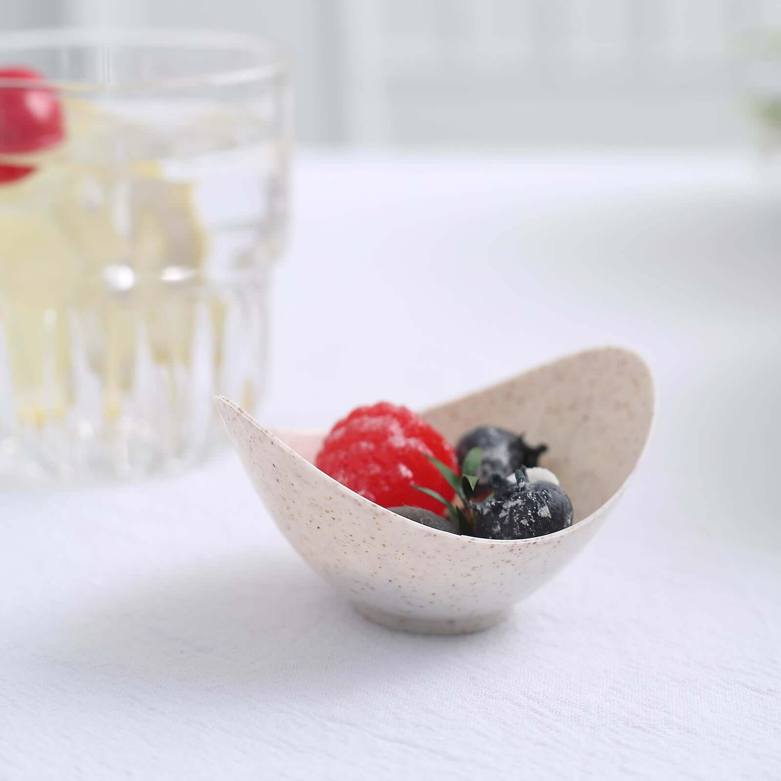 24-Pack Mini Wheat Straw Fiber Dessert Cups Biodegradable Eco-Friendly - Perfect for Ice Cream 3"