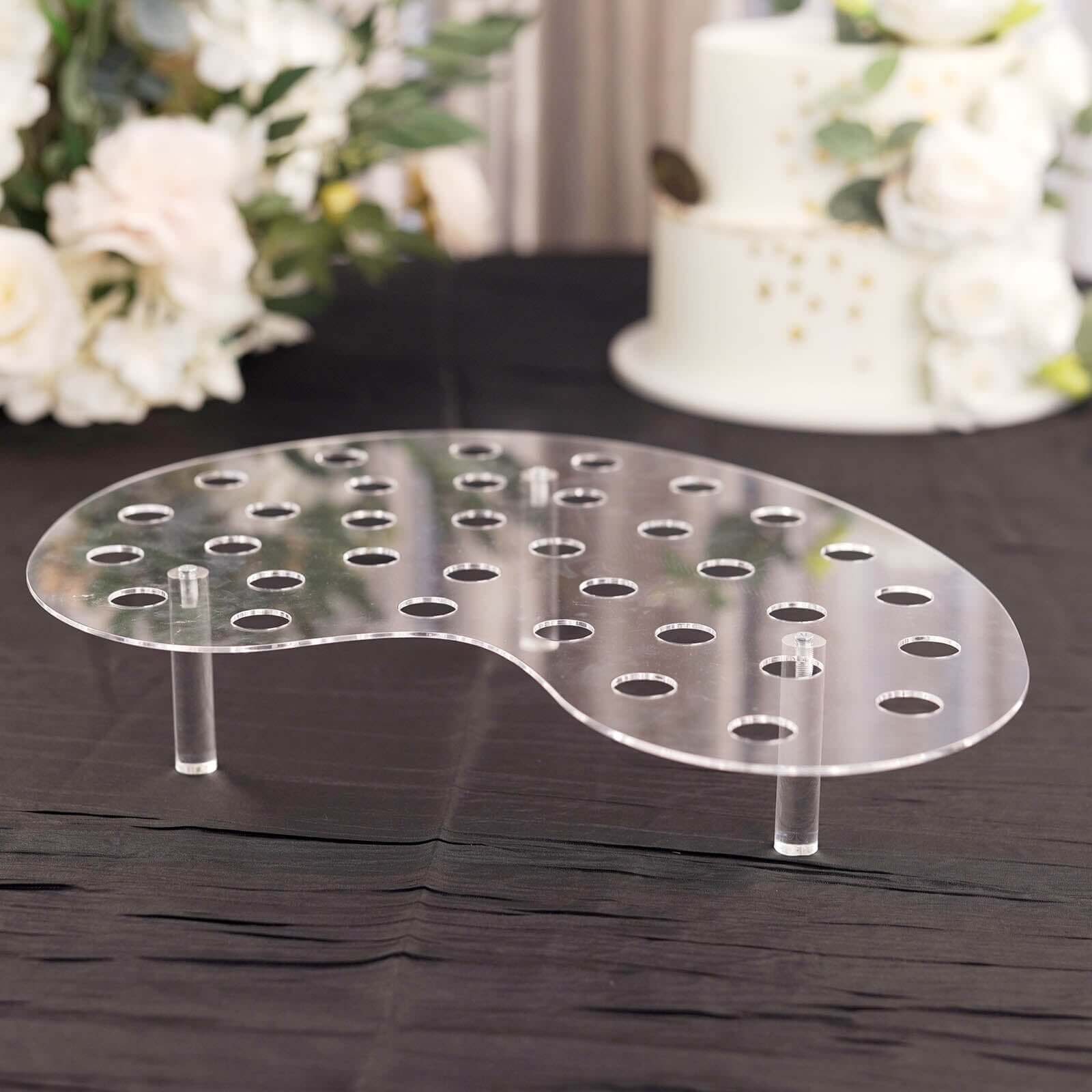 35-Slot Acrylic Ice Cream Cone Display Stand Mini Snow Cone Holder Tray Clear - Durable Party Serving Stand 16"