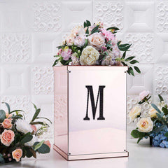 Decorative Rhinestone Alphabet "M" Letter Stickers, Glitter Adhesive Craft Letters Black DIY Sparkle Embellishments 6"