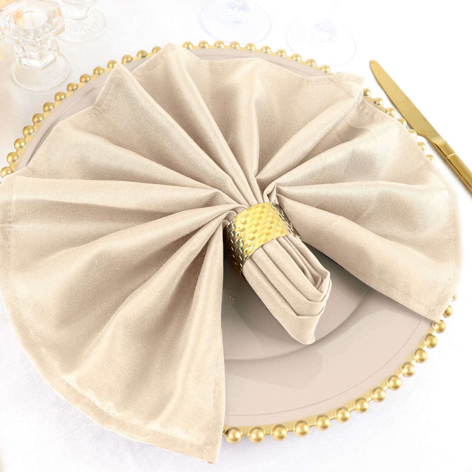 5 Pack Polyester 20"x20" Napkins Nude - Wrinkle Resistant & Easy Care Cloth Napkins