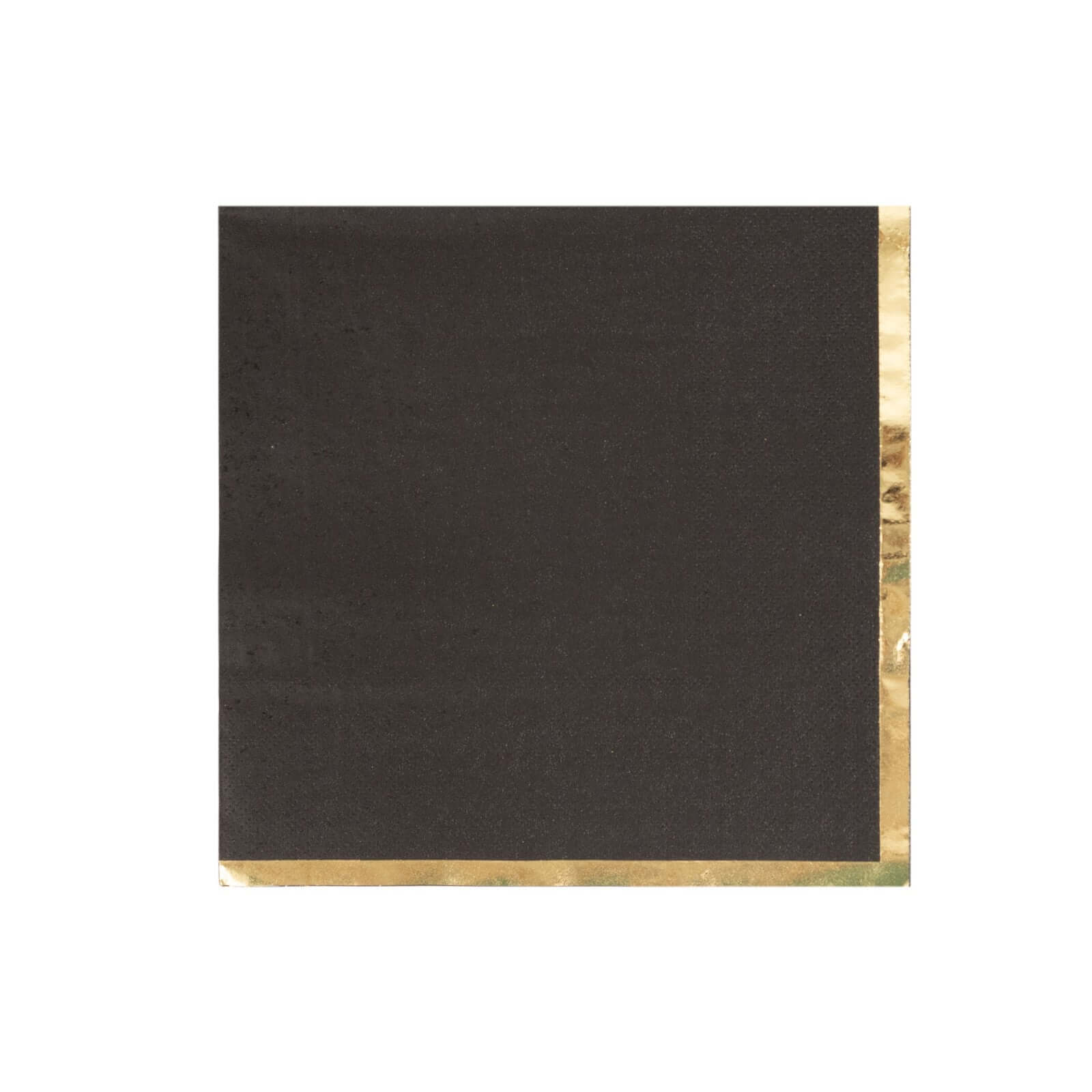 50-Pack Paper Beverage Napkins with Gold Foil Edge Black - Disposable 2 Ply Cocktail Napkins for Events 6.5"x6.5"