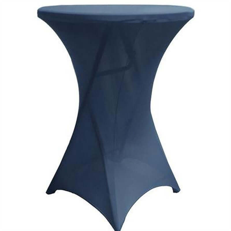Spandex 30" Round Cocktail Table Cover Navy Blue - Easy to Maintain Stretch Fitted Highboy Tablecloth
