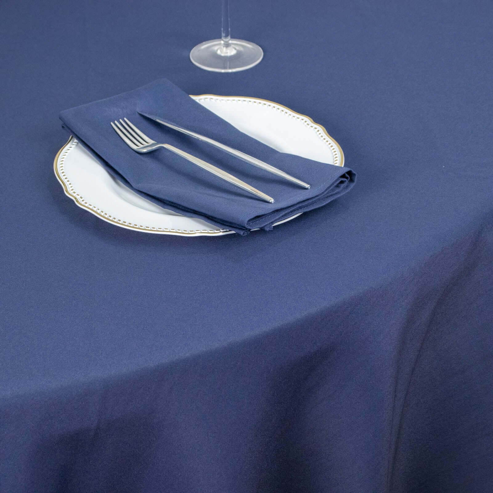Premium Polyester 108" Round Tablecloth Navy Blue - Wrinkle-Resistant 220GSM Table Cover