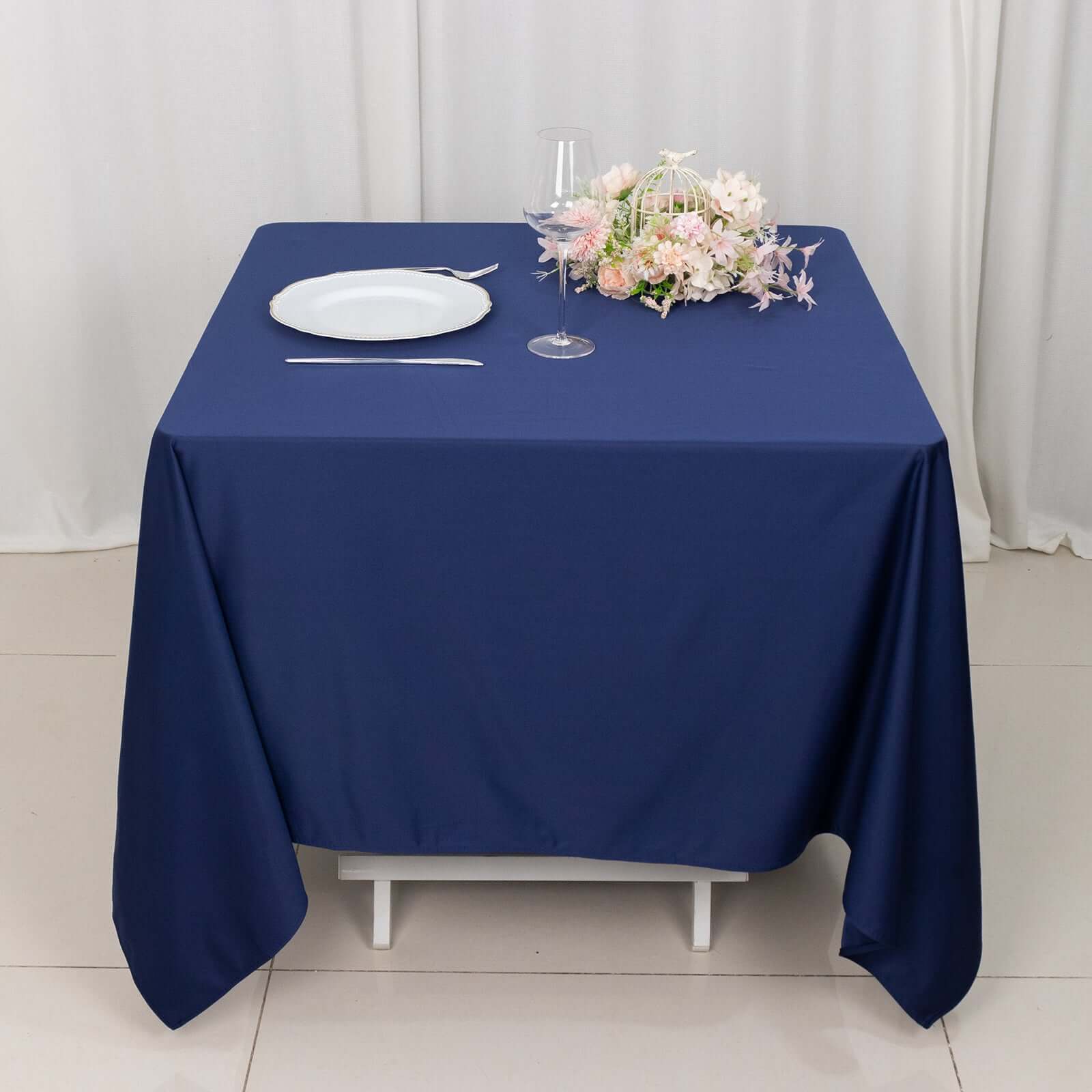 Scuba Square 70"x70" Tablecloth Navy Blue - Wrinkle Free & Stain Resistant Table Cover