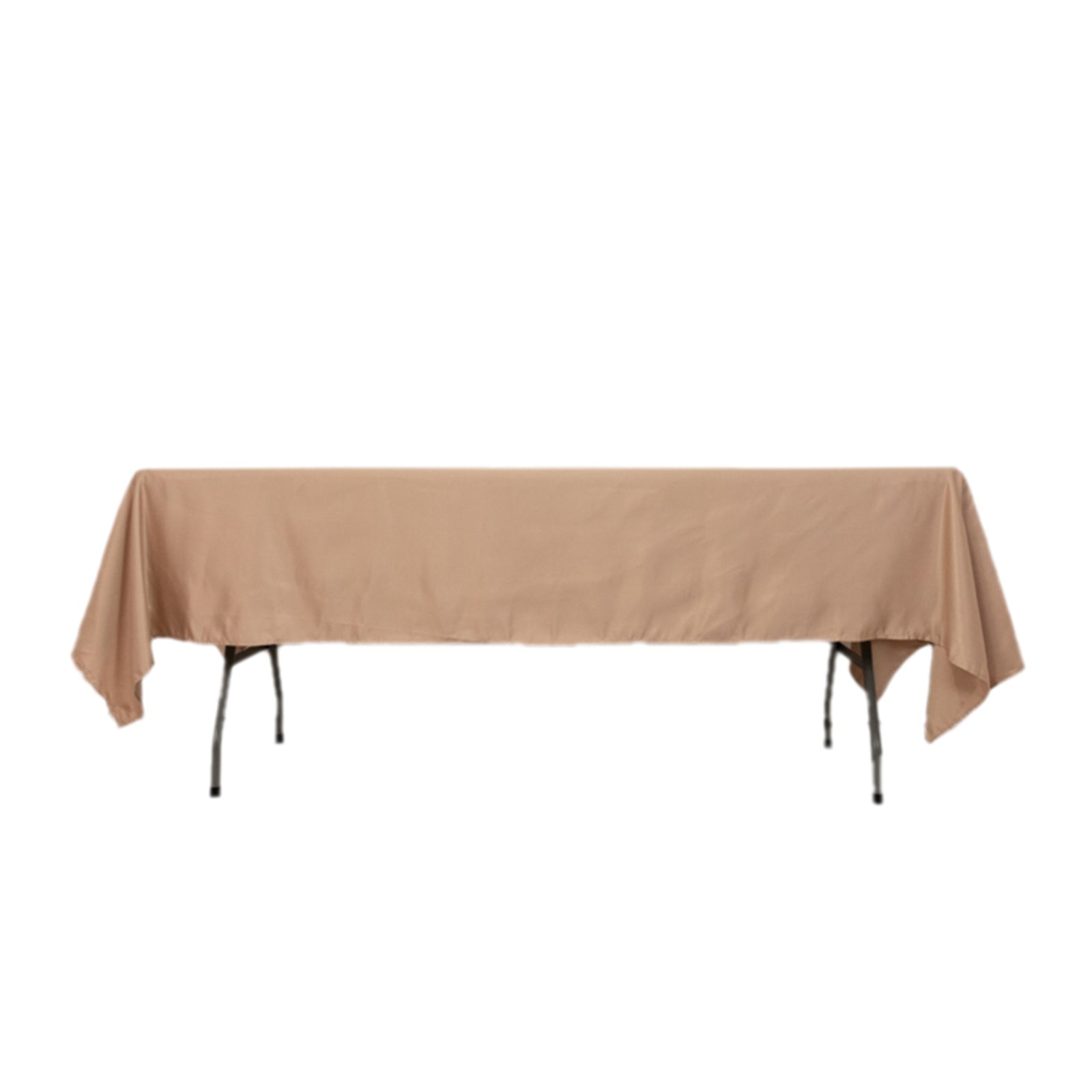 Lamour Satin 60"x102" Rectangle Tablecloth Nude - Durable & Silky Soft Feel Table Cover