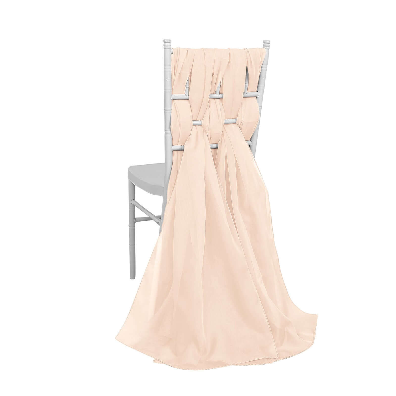 5 Pack Chiffon Chair Sashes Nude - Soft & Lightweight Designer Chair Bows 22"x78"