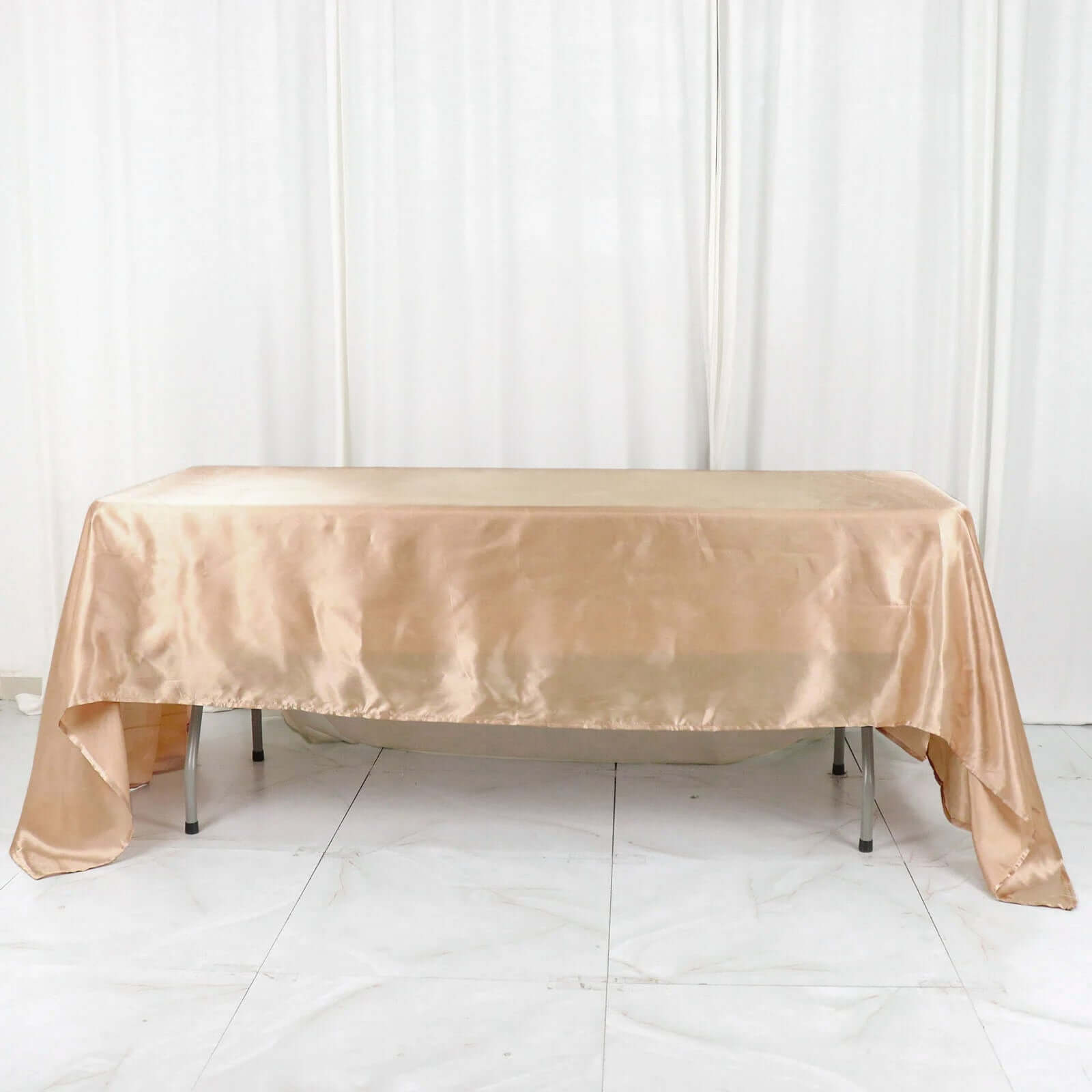 Satin Rectangular 60"x126" Tablecloth Nude - Smooth and Lustrous Table Cover