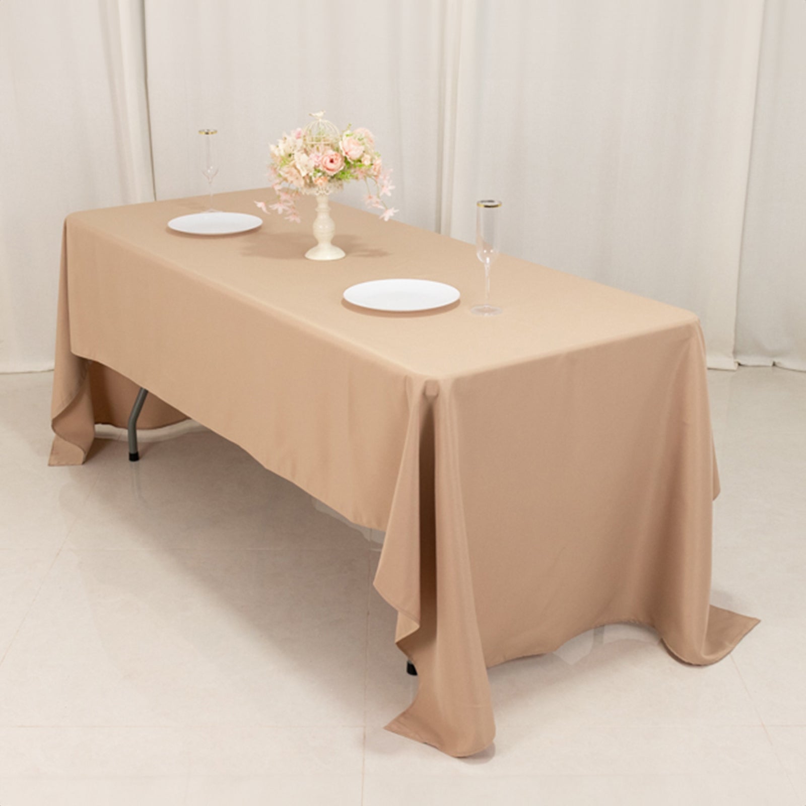 Premium Polyester 60"x126" Rectangle Tablecloth Nude - Stain-Resistant 220GSM Finish Table Cover